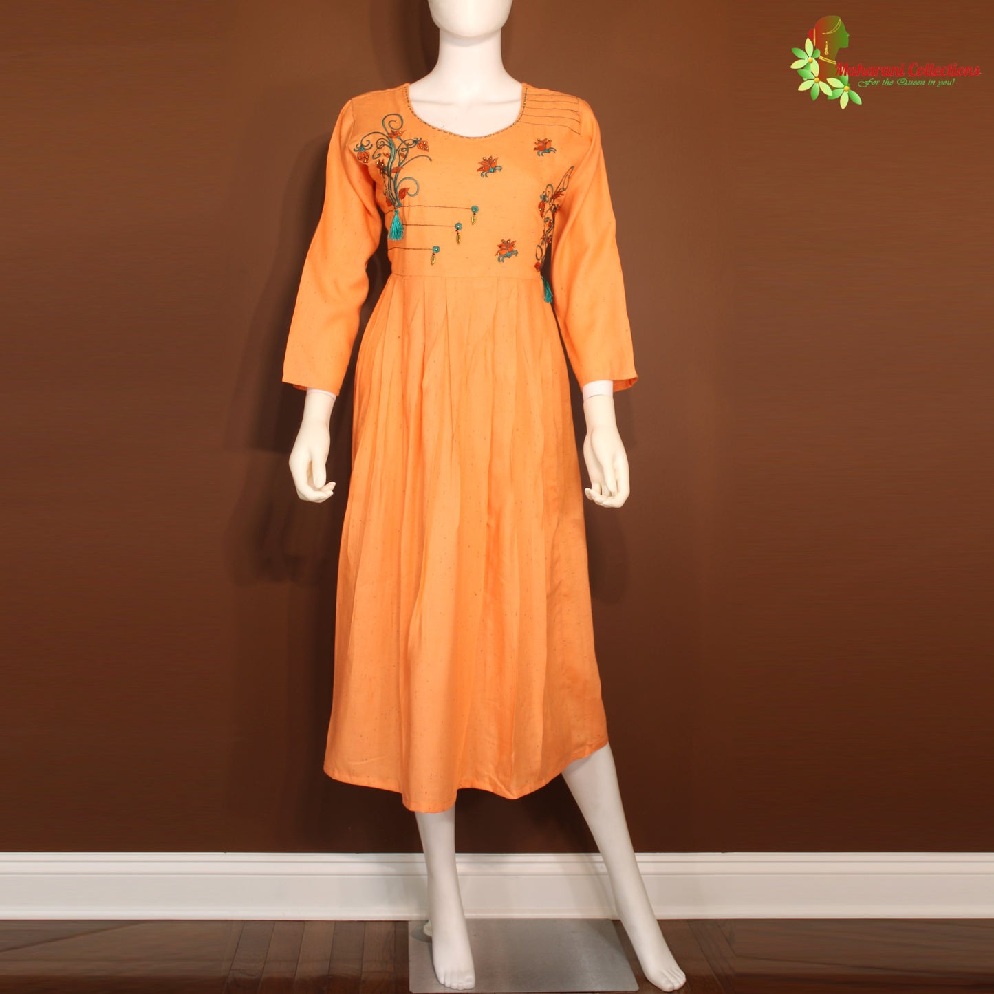 Maharani's Long Dress - Soft Cotton - Orange (L)