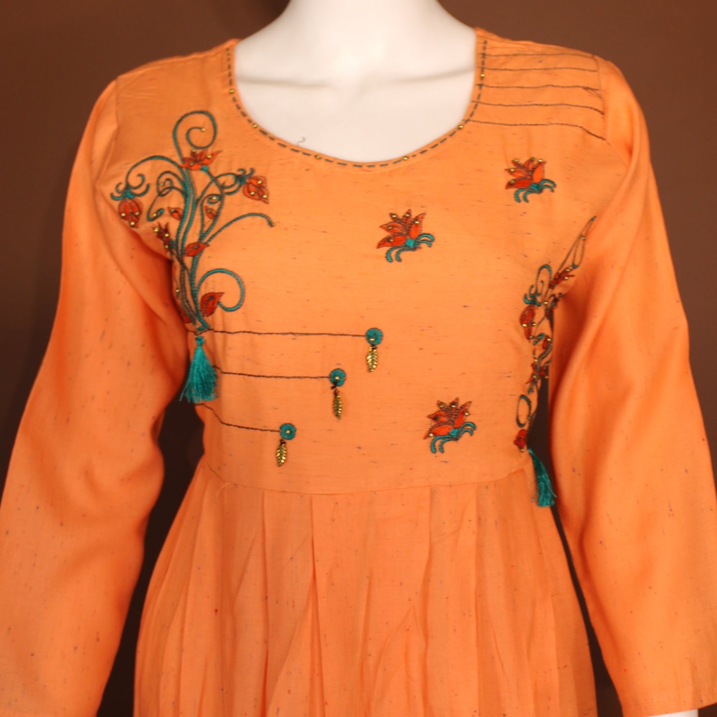 Maharani's Long Dress - Soft Cotton - Orange (L)