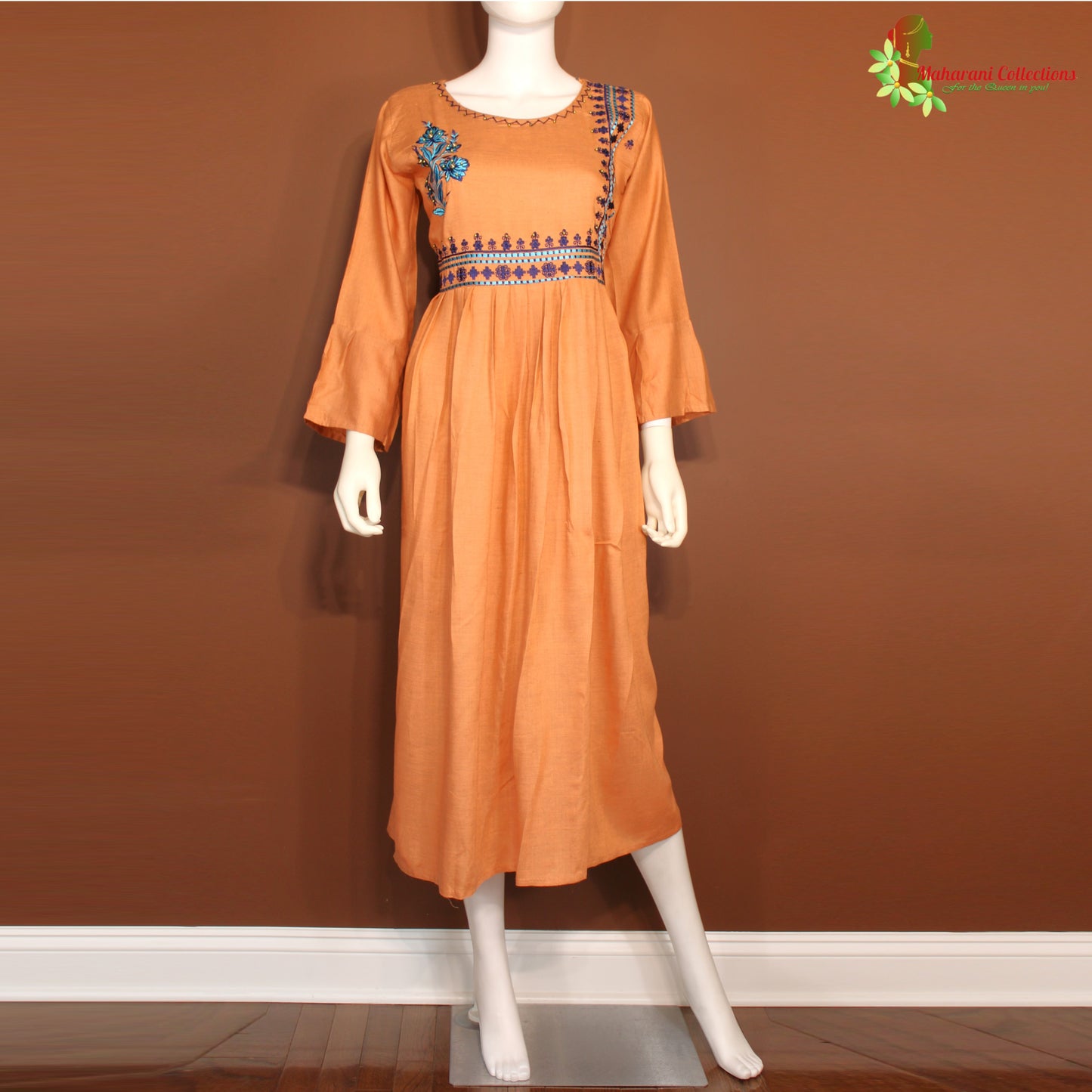 Maharani's Long Dress - Soft Cotton - Light Orange (M)