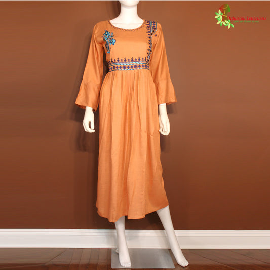 Maharani's Long Dress - Soft Cotton - Light Orange (M)