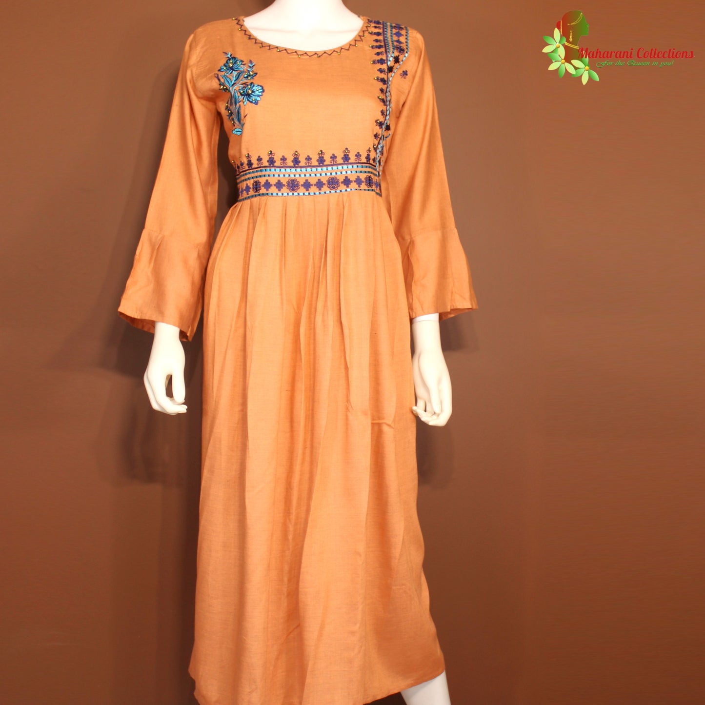 Maharani's Long Dress - Soft Cotton - Light Orange (M)