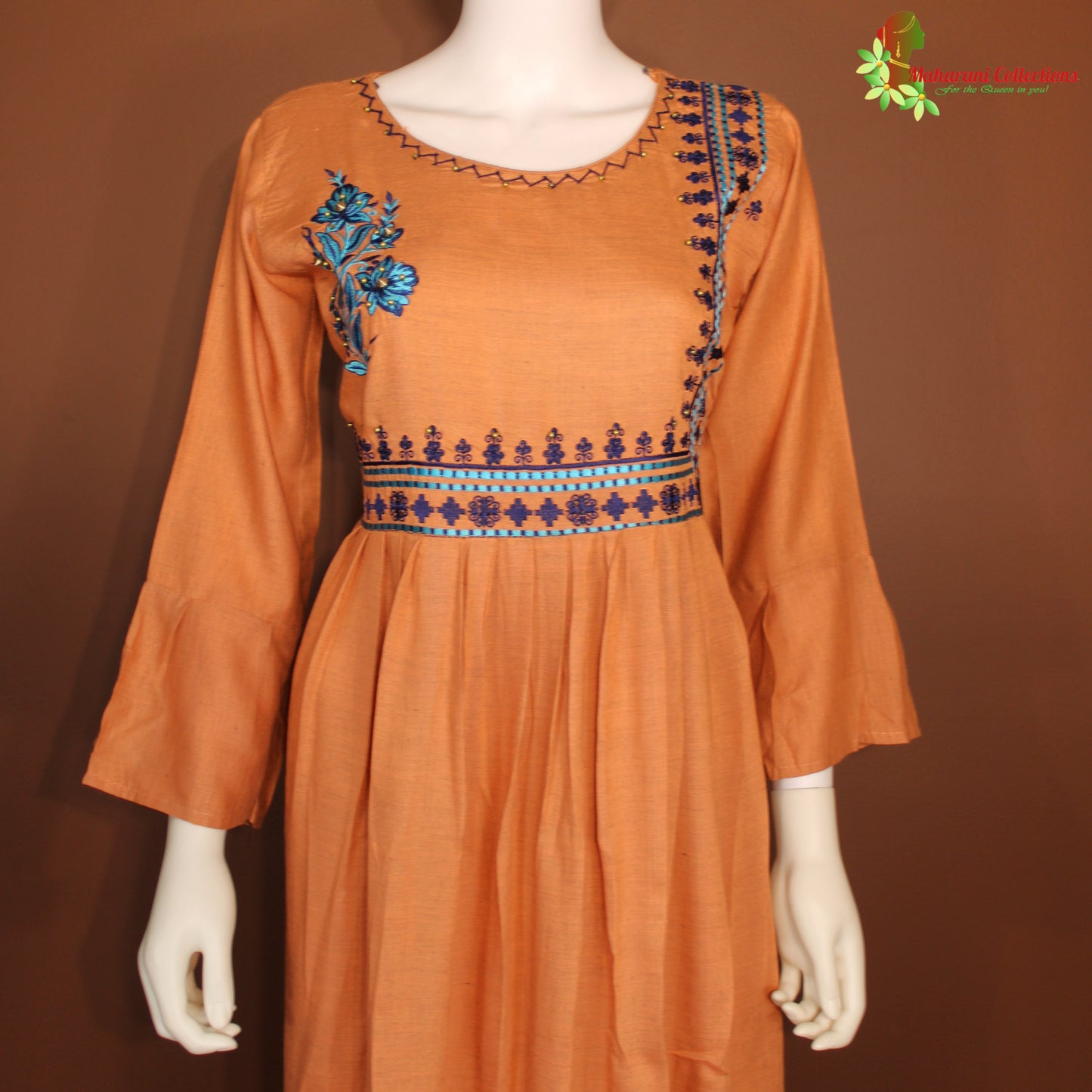 Maharani's Long Dress - Soft Cotton - Light Orange (M)