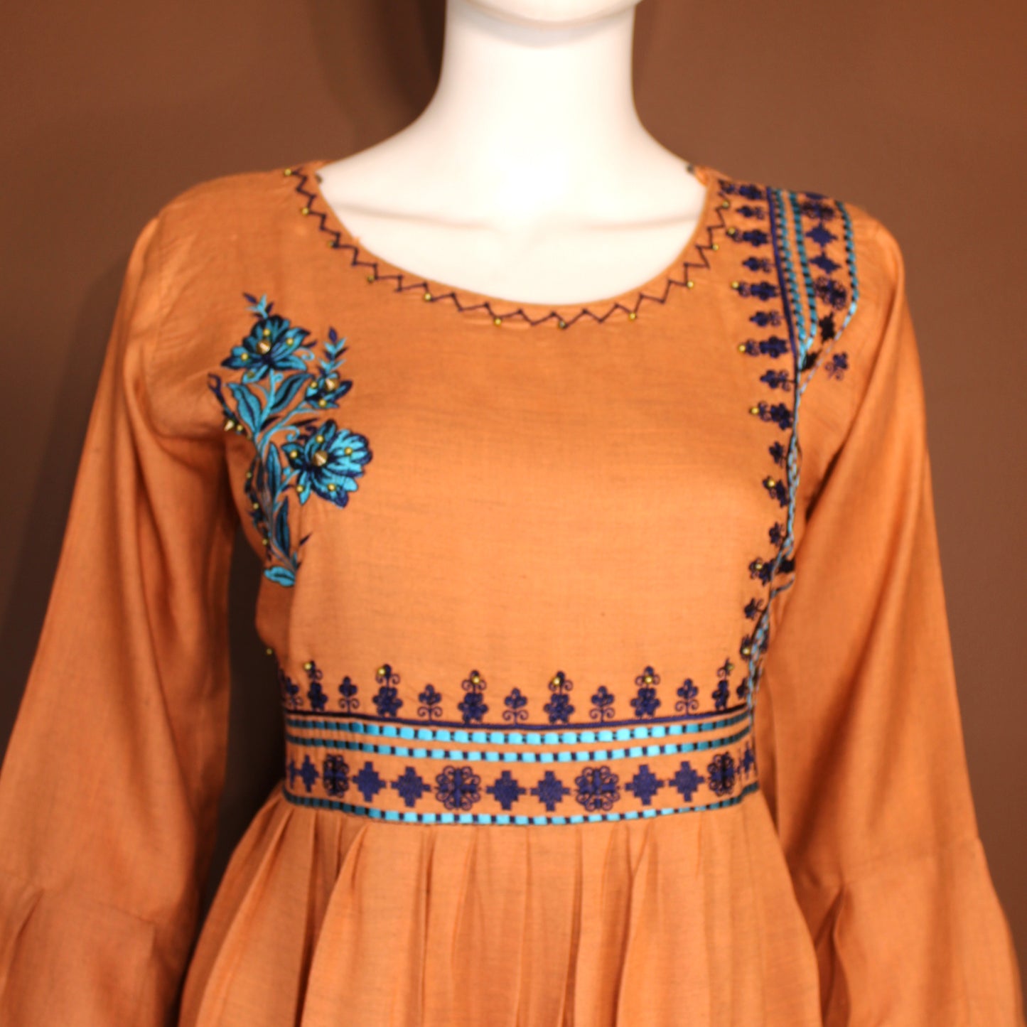 Maharani's Long Dress - Soft Cotton - Light Orange (M)