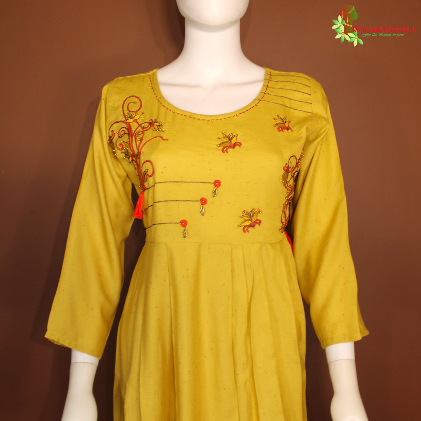 Maharani's Long Dress - Soft Cotton - Light Yellow (M)