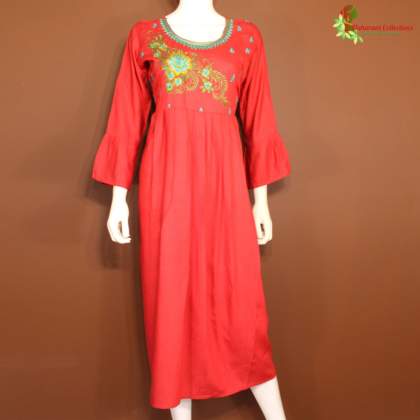 Maharani's Long Dress - Soft Cotton - Red (M)