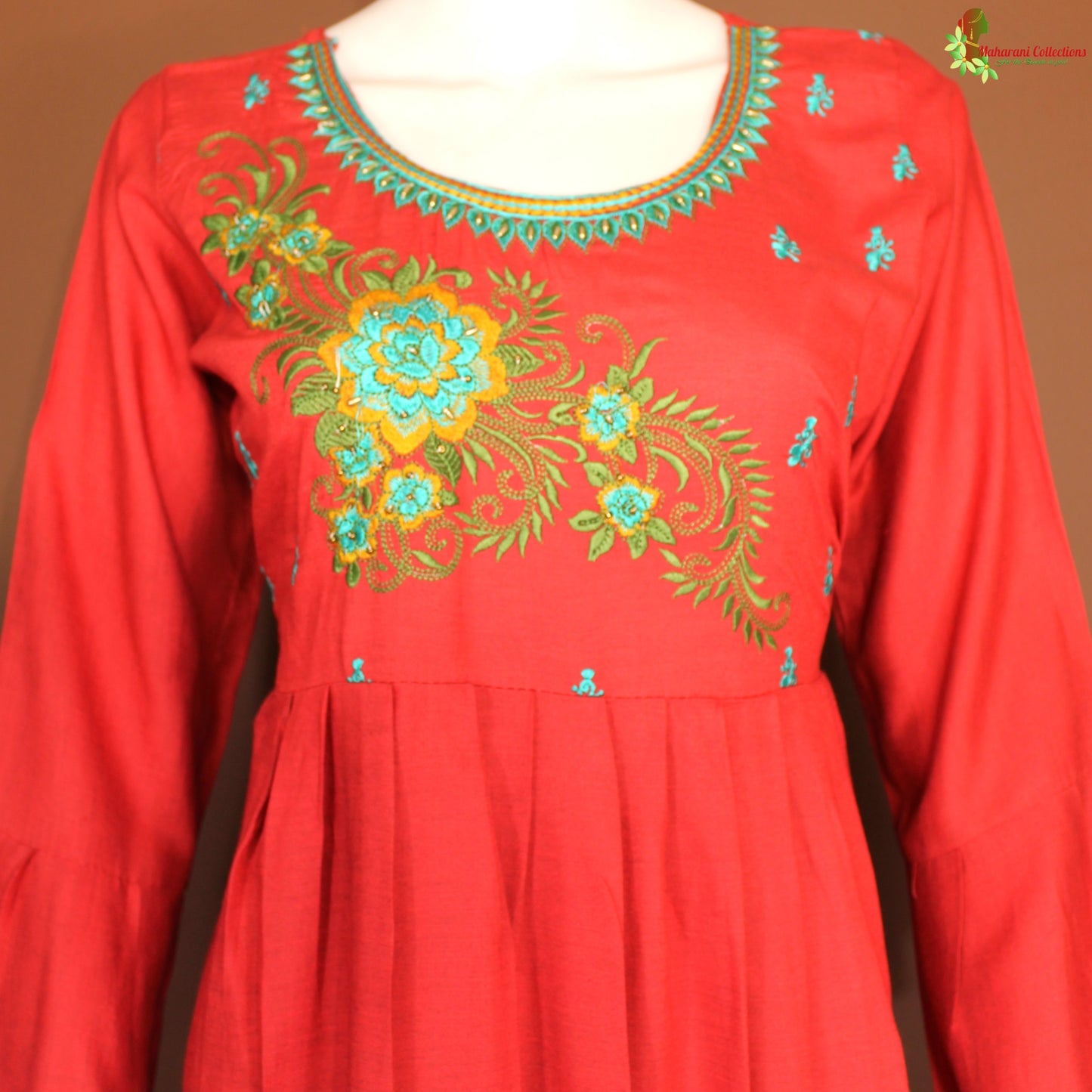 Maharani's Long Dress - Soft Cotton - Red (M)