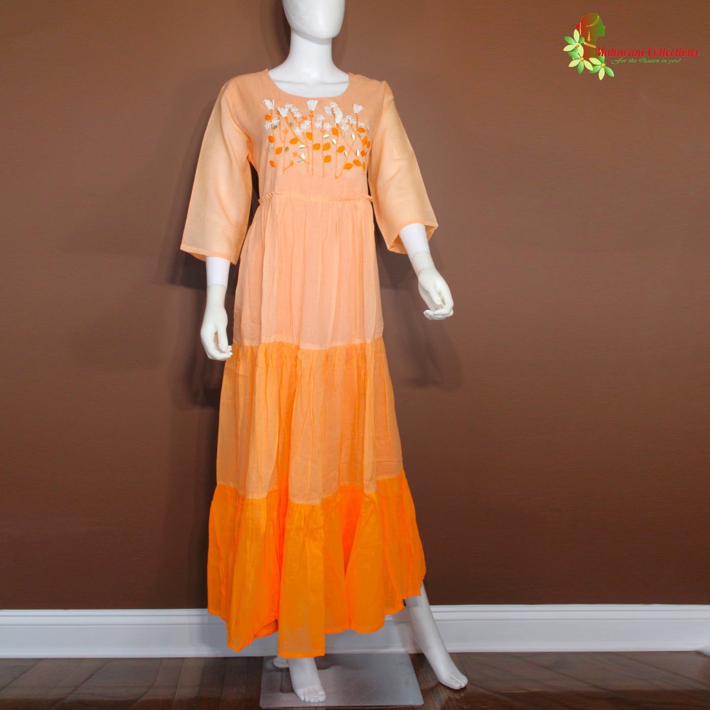 Maharani's Long Dress - Soft Cotton - Orange (XL)