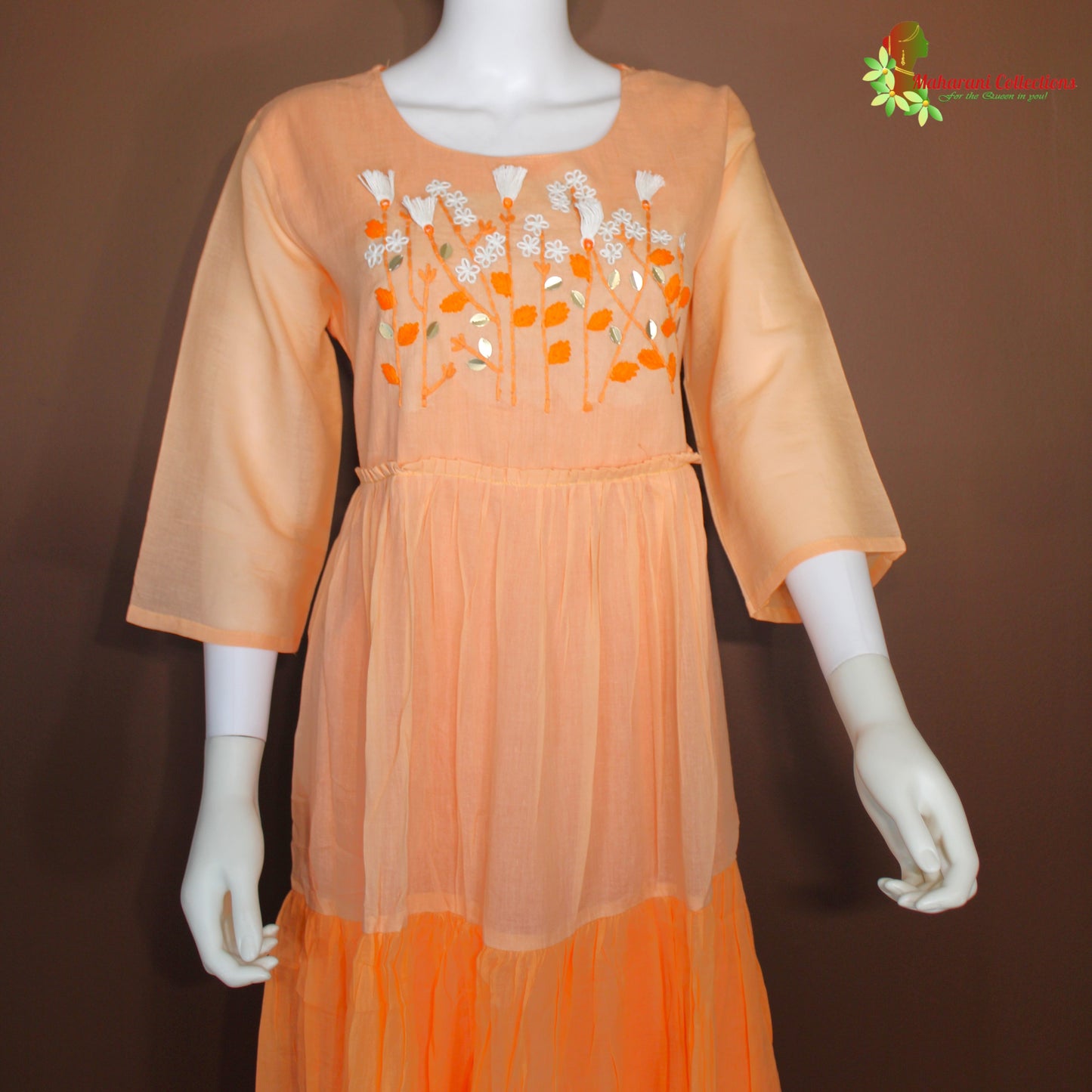Maharani's Long Dress - Soft Cotton - Orange (XL)