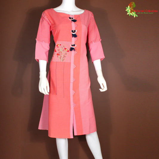 Maharani's Soft Cotton Short Dress - Peach (M)