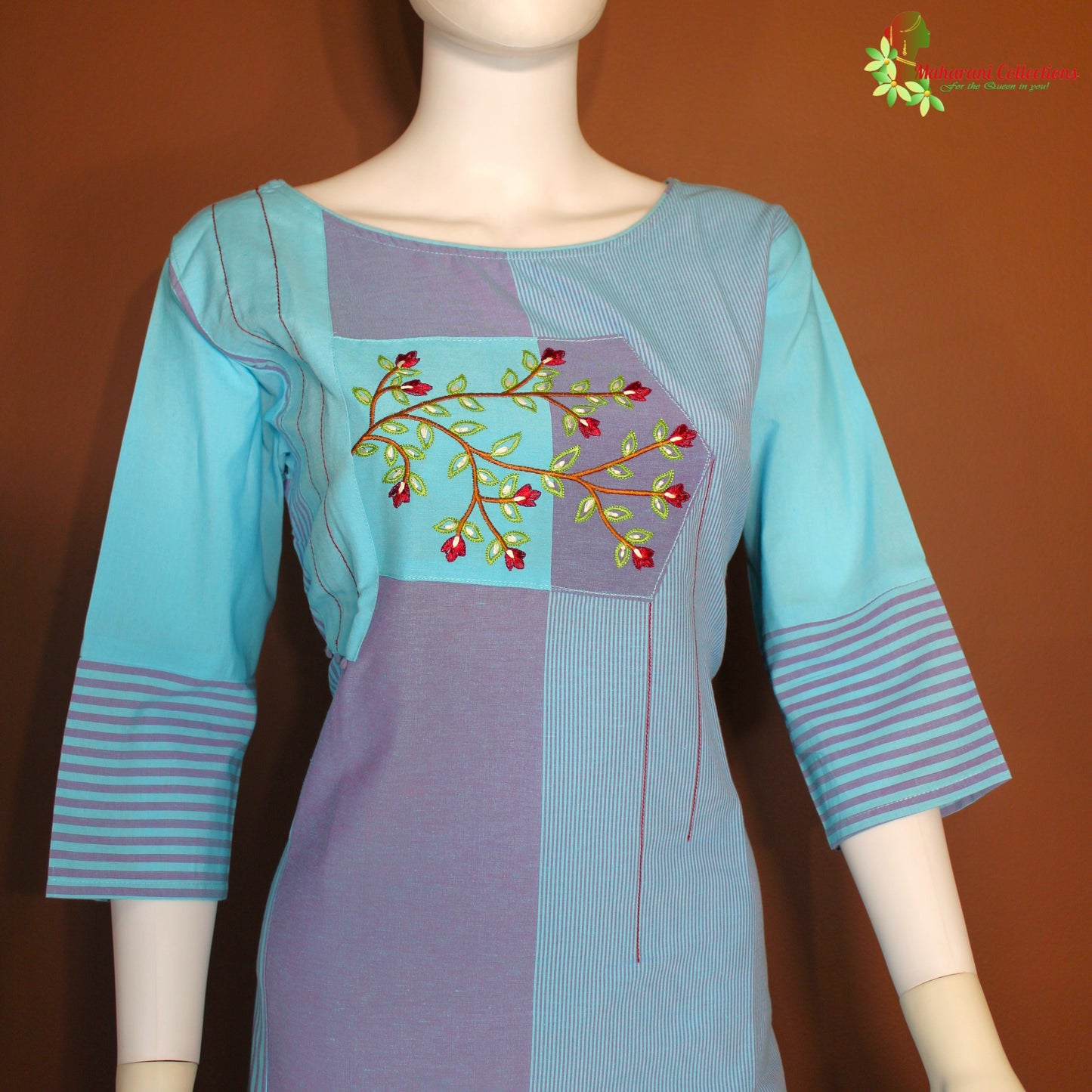 Maharani's Soft Cotton Short Dress - Sky Blue (L)