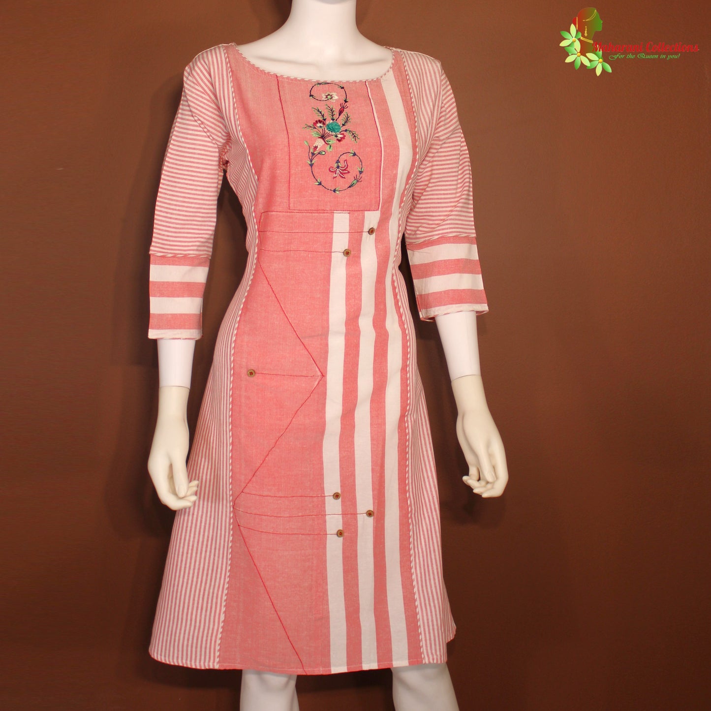 Maharani's Soft Cotton Short Dress - Peach (M)
