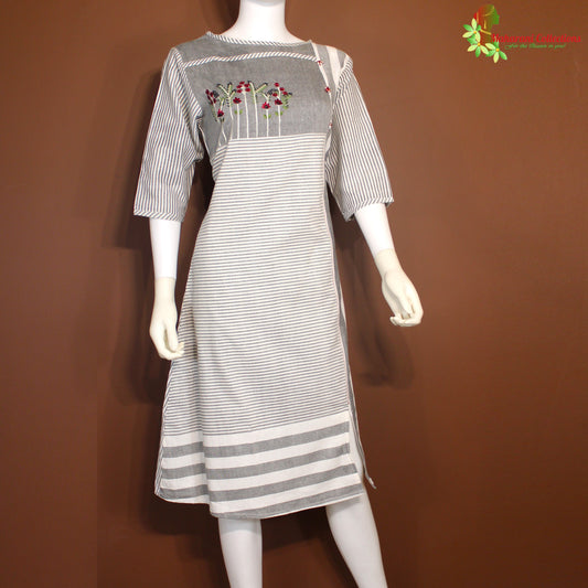 Maharani's Soft Cotton Short Dress - Grey (M)