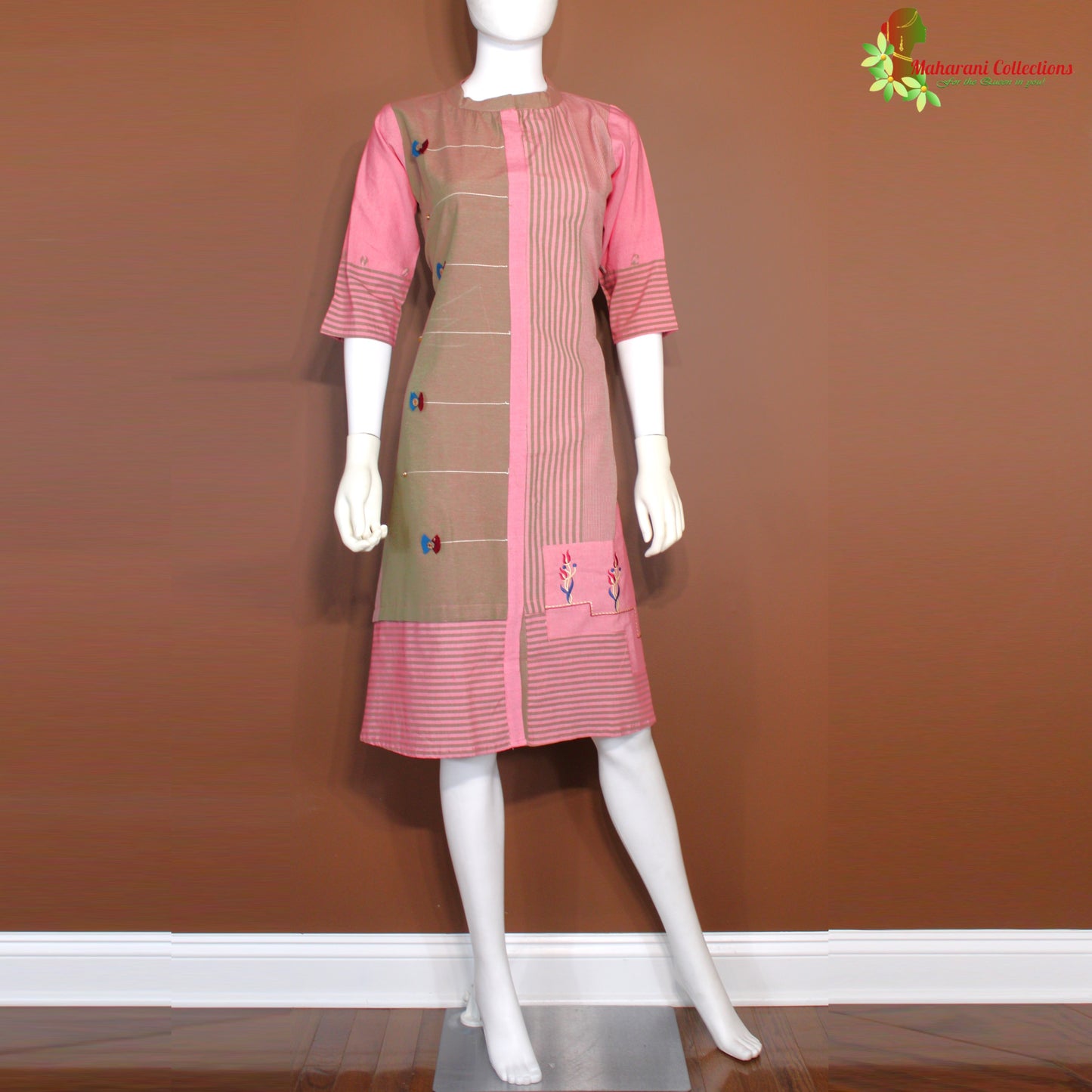 Maharani's Soft Cotton Short Dress - Pink (S)