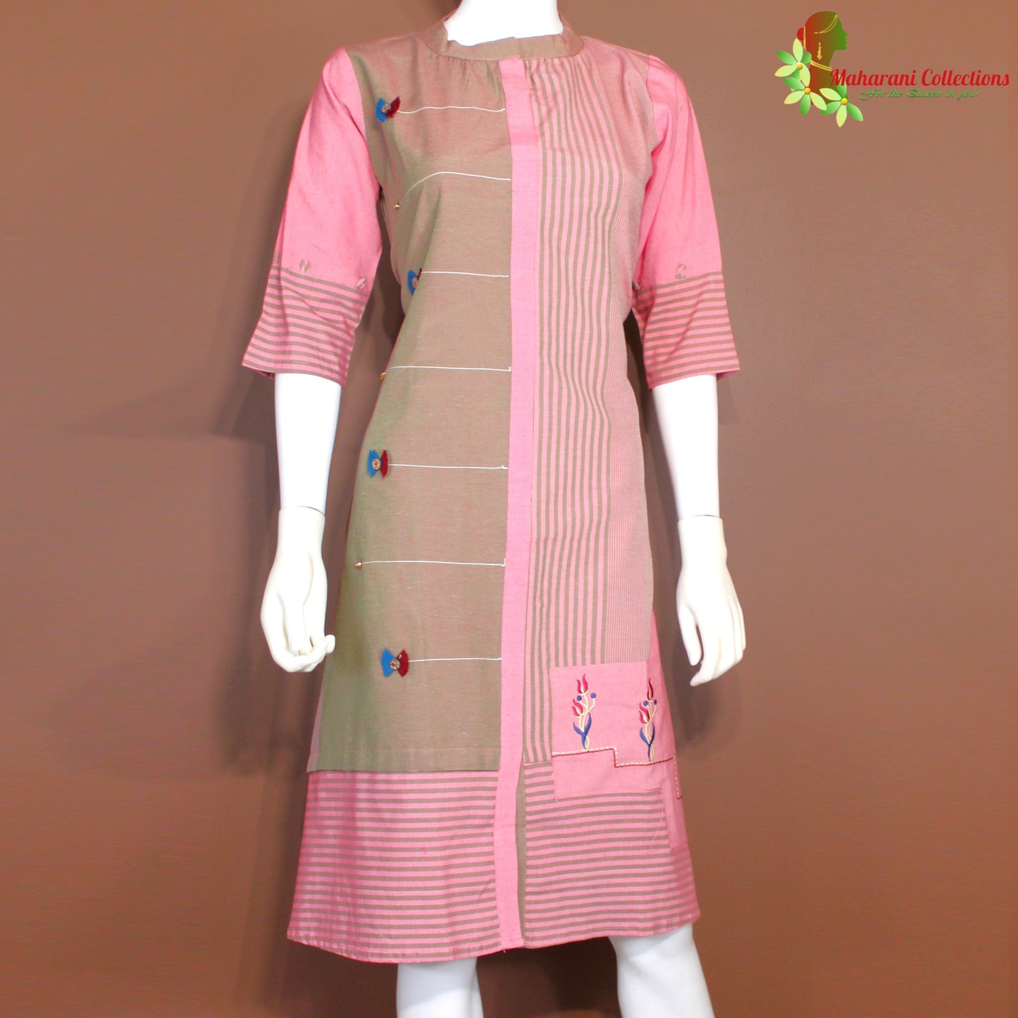 Maharani's Soft Cotton Short Dress - Pink (S)