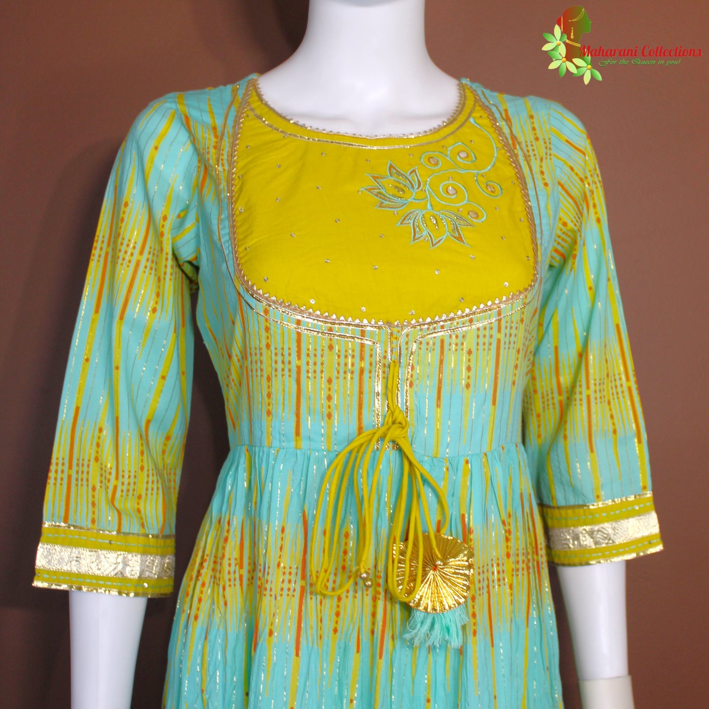 Maharani's Long Dress - Soft Cotton - Sea Green (M)