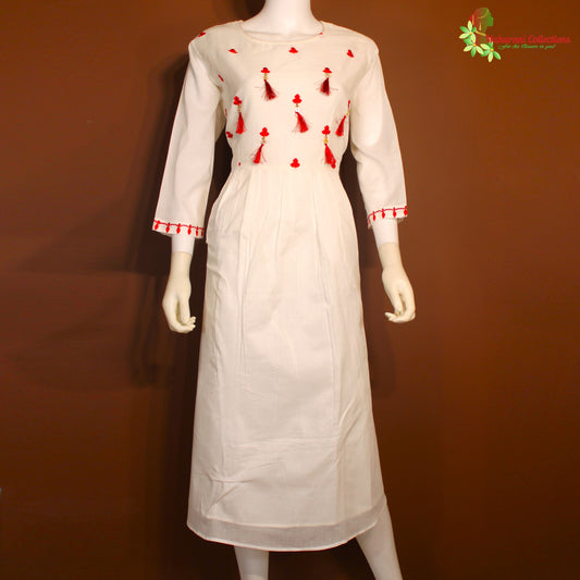 Maharani's Long Dress - Soft Cotton - White (L)