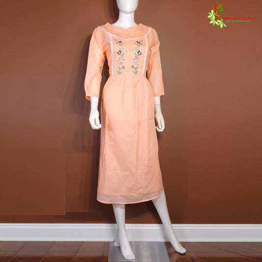 Maharani's Long Dress - Soft Cotton - Peach (M)
