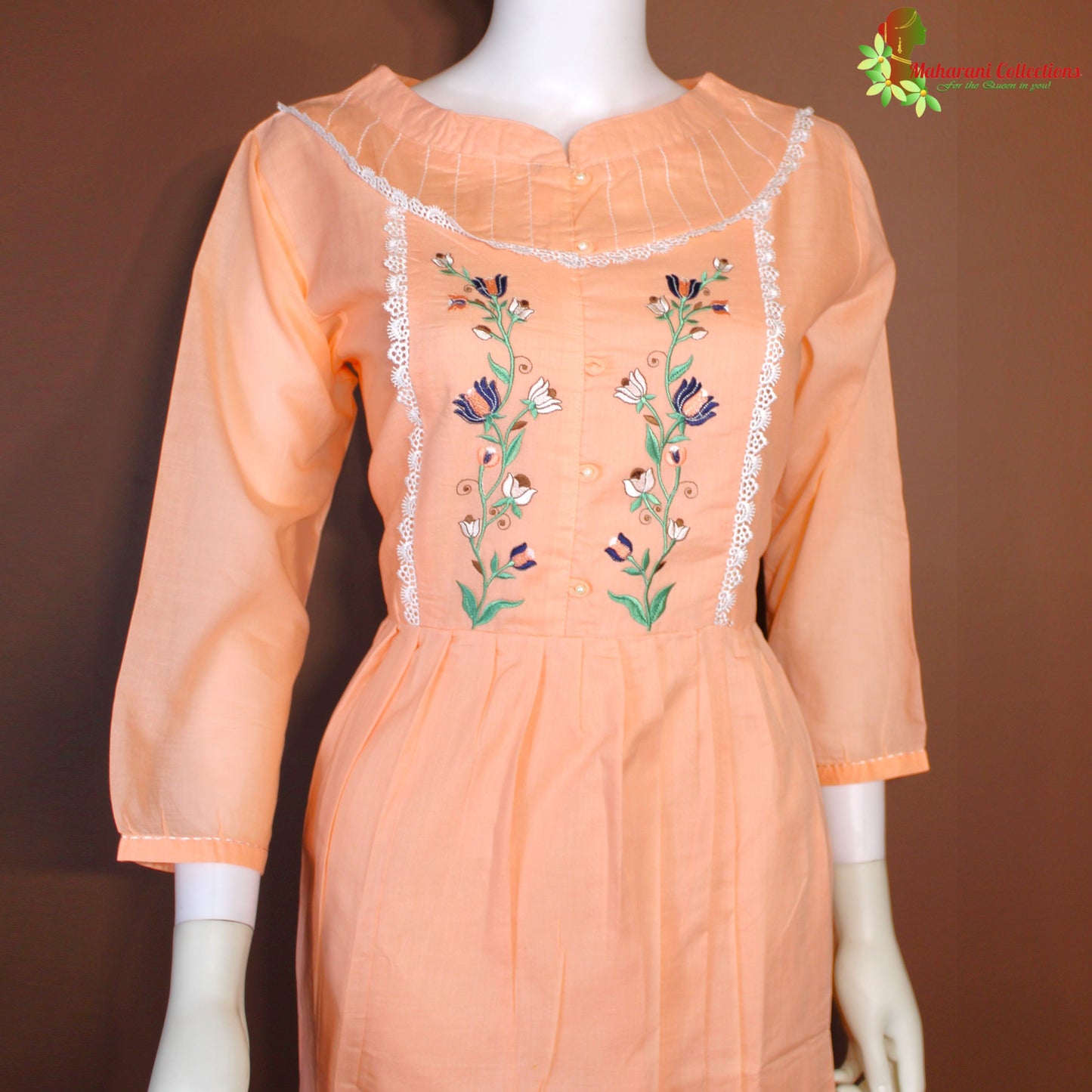 Maharani's Long Dress - Soft Cotton - Peach (L)