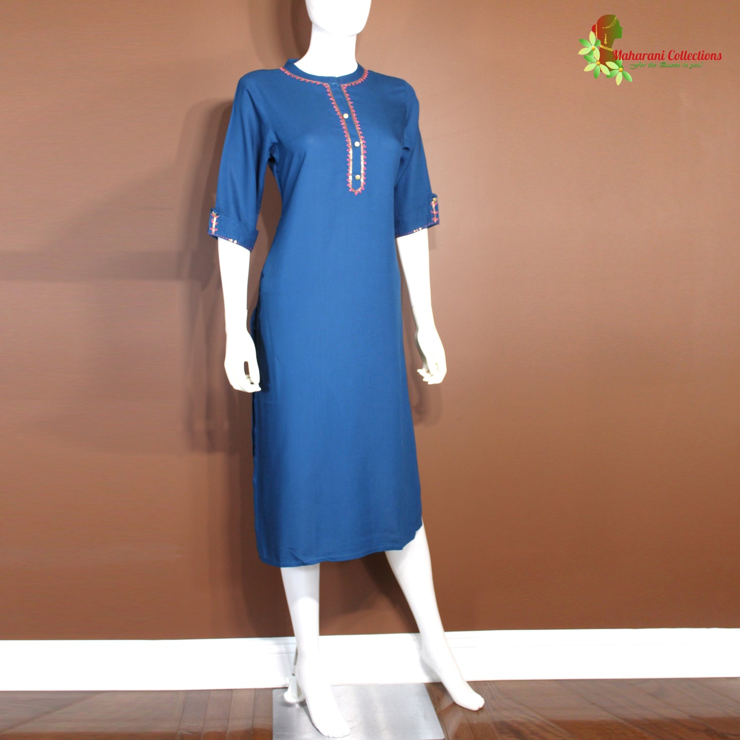 Maharani's Long Dress - Soft Cotton - Blue (L)