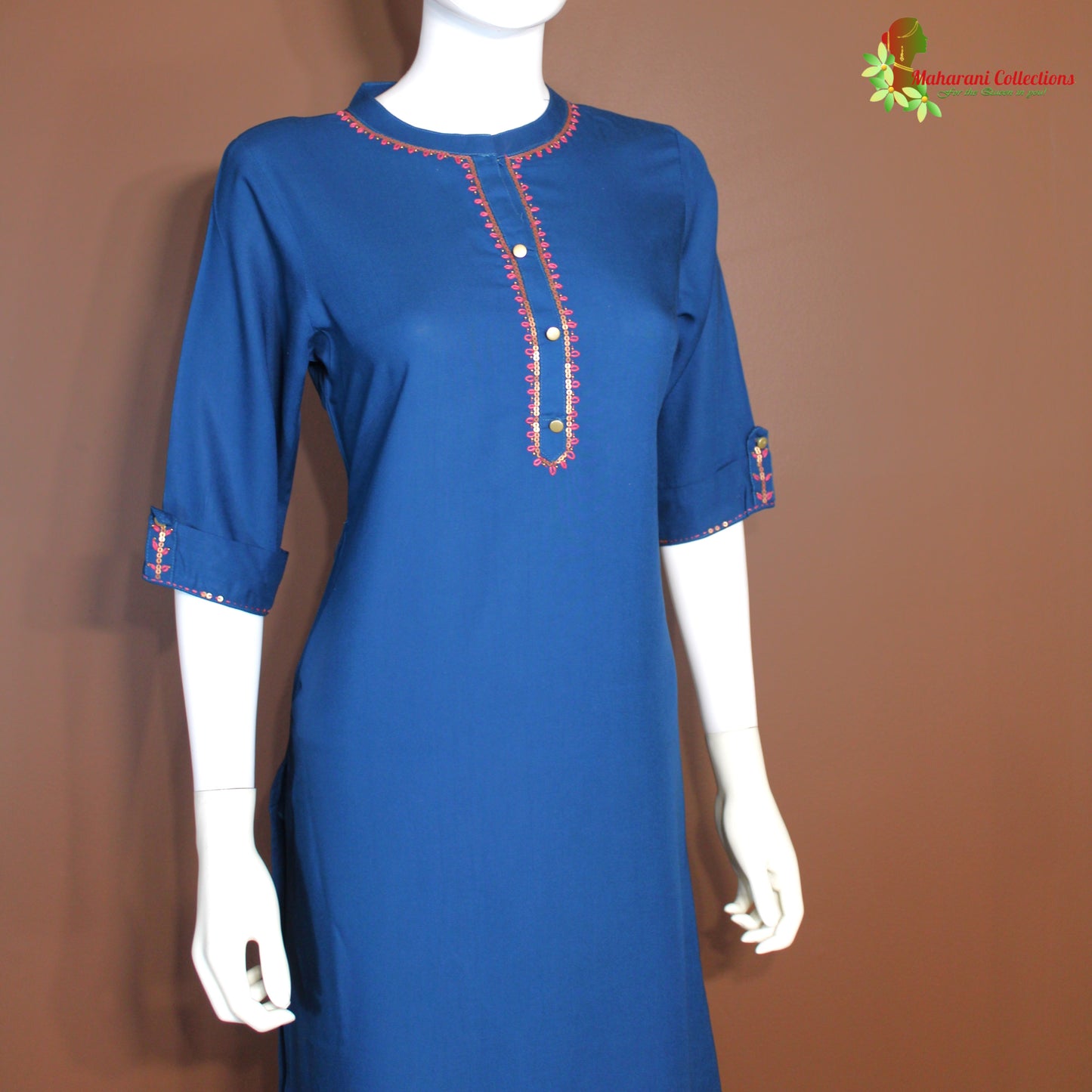 Maharani's Long Dress - Soft Cotton - Blue (L)