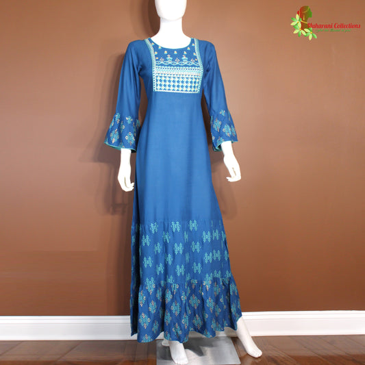 Maharani's Long Dress - Soft Cotton - Royal Blue (S)