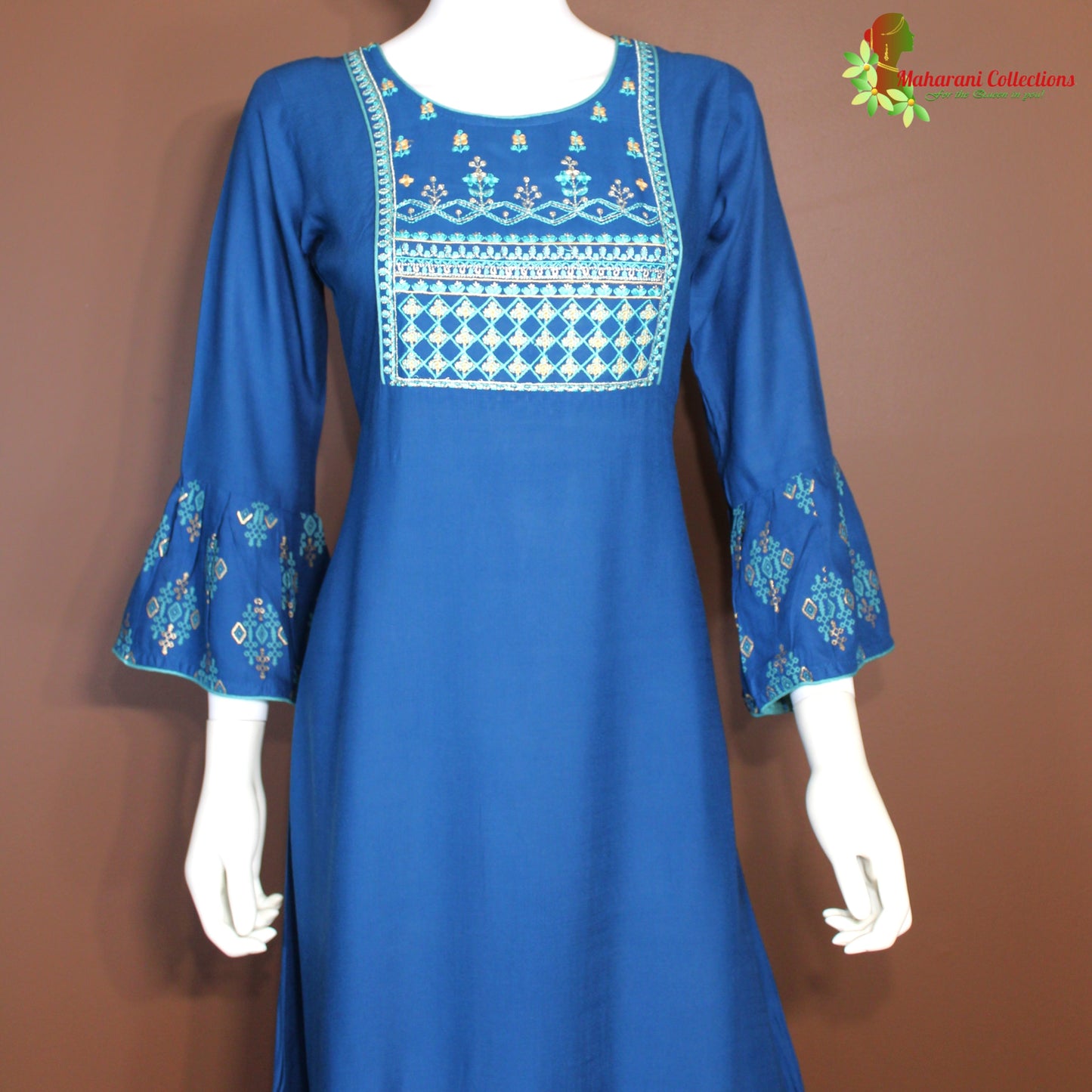 Maharani's Long Dress - Soft Cotton - Royal Blue (S)