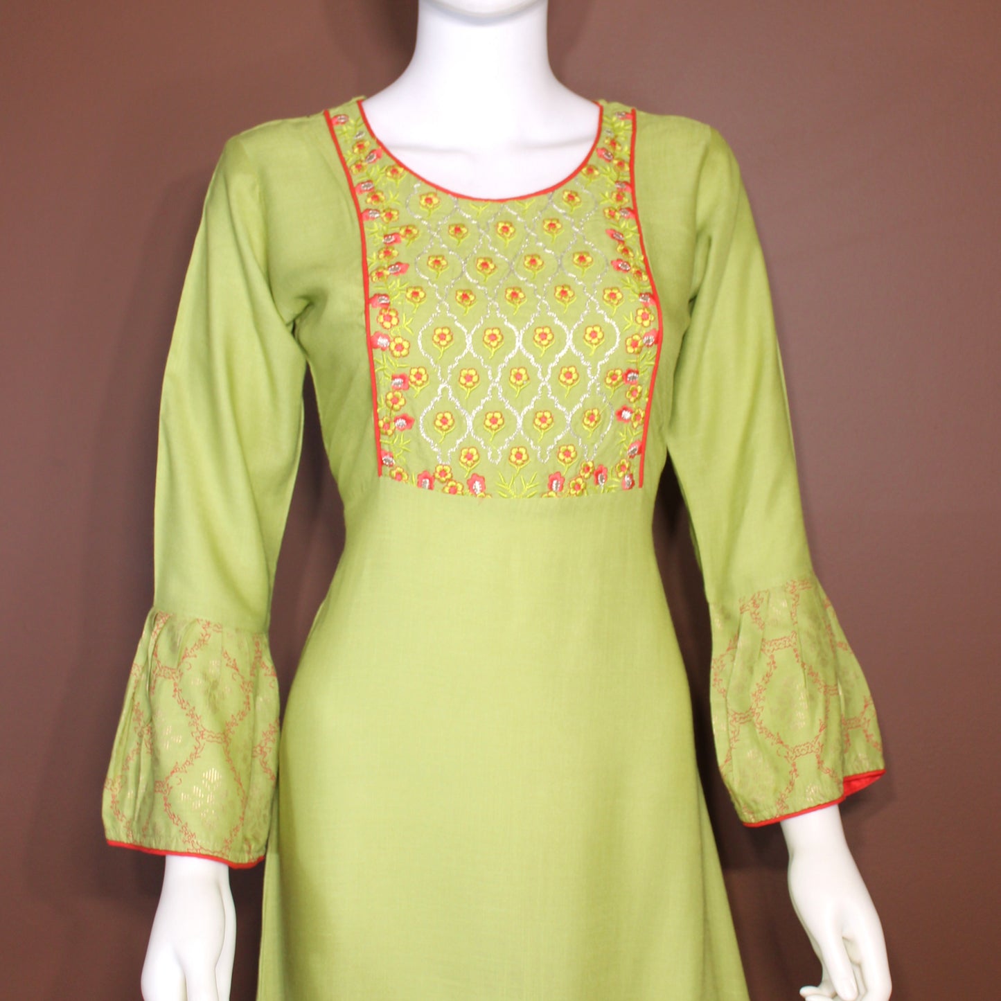 Maharani's Soft Cotton Long Dress - Green (S)