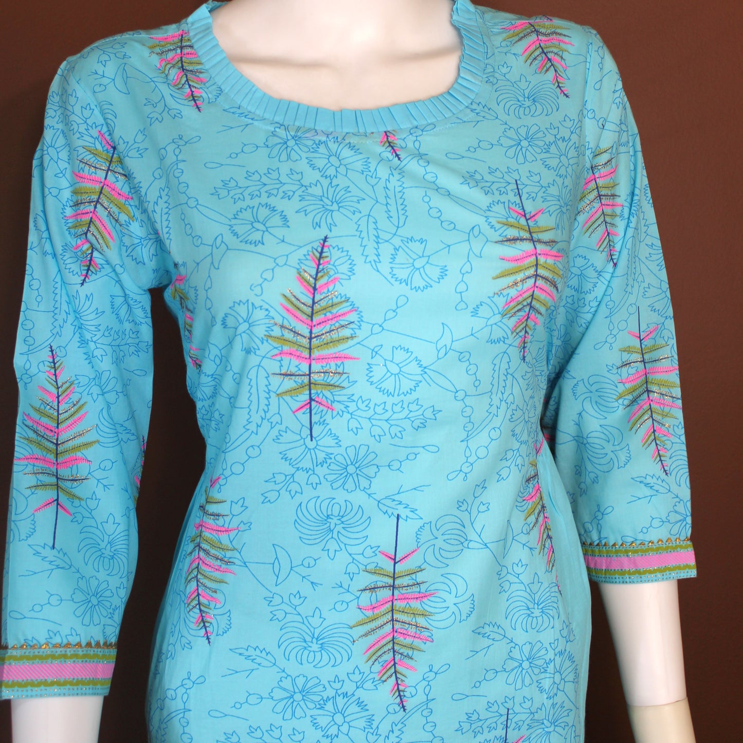 Maharani's Soft Cotton Long Dress - Light Blue (S)