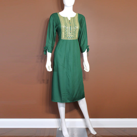 Maharani's Long Dress - Soft Cotton - Dark Green (M)