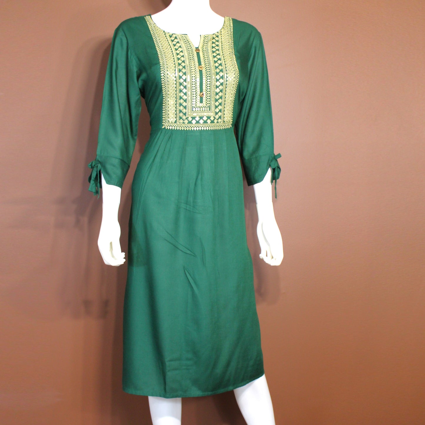 Maharani's Long Dress - Soft Cotton - Dark Green (M)