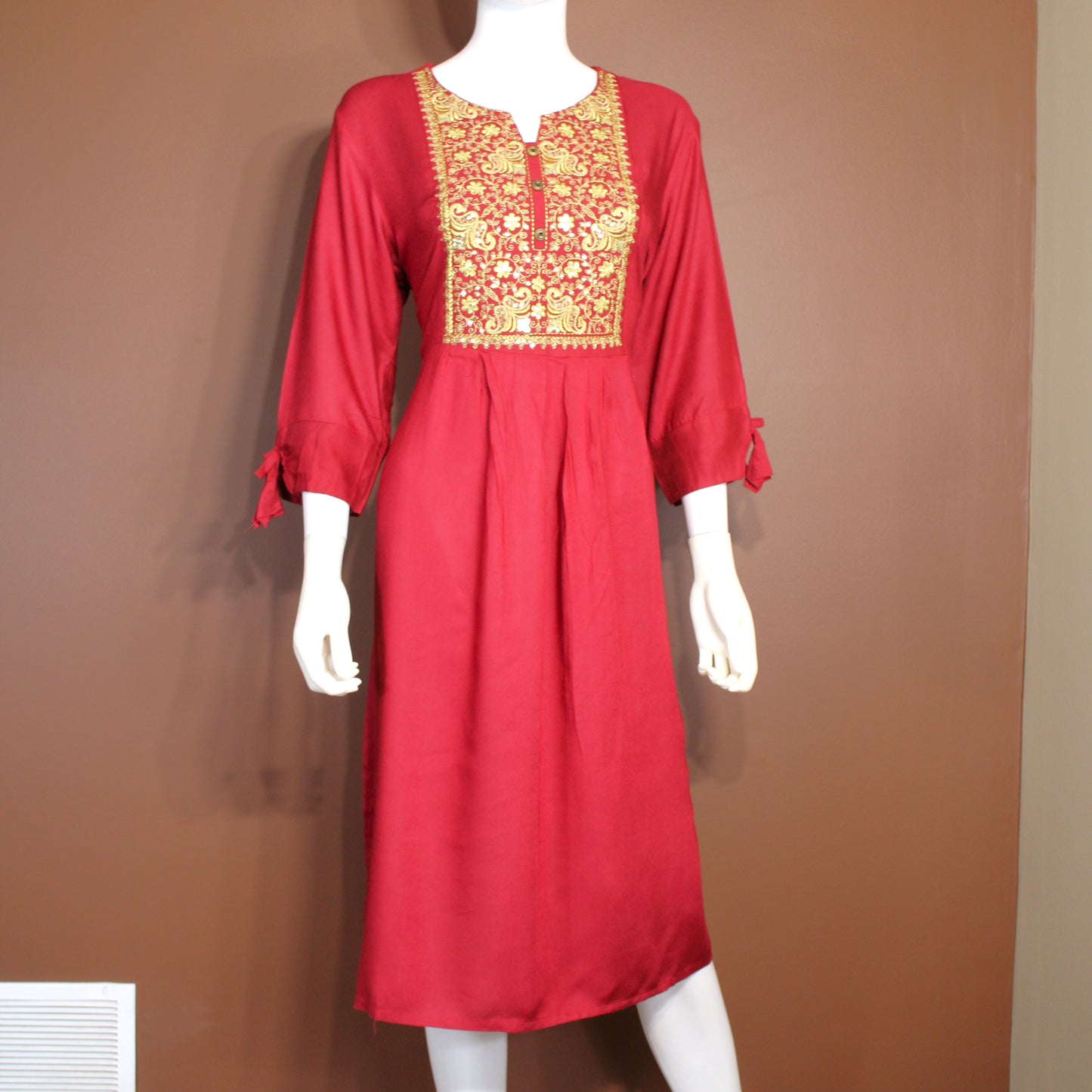 Maharani's Long Dress - Soft Cotton - Maroon (XXL)
