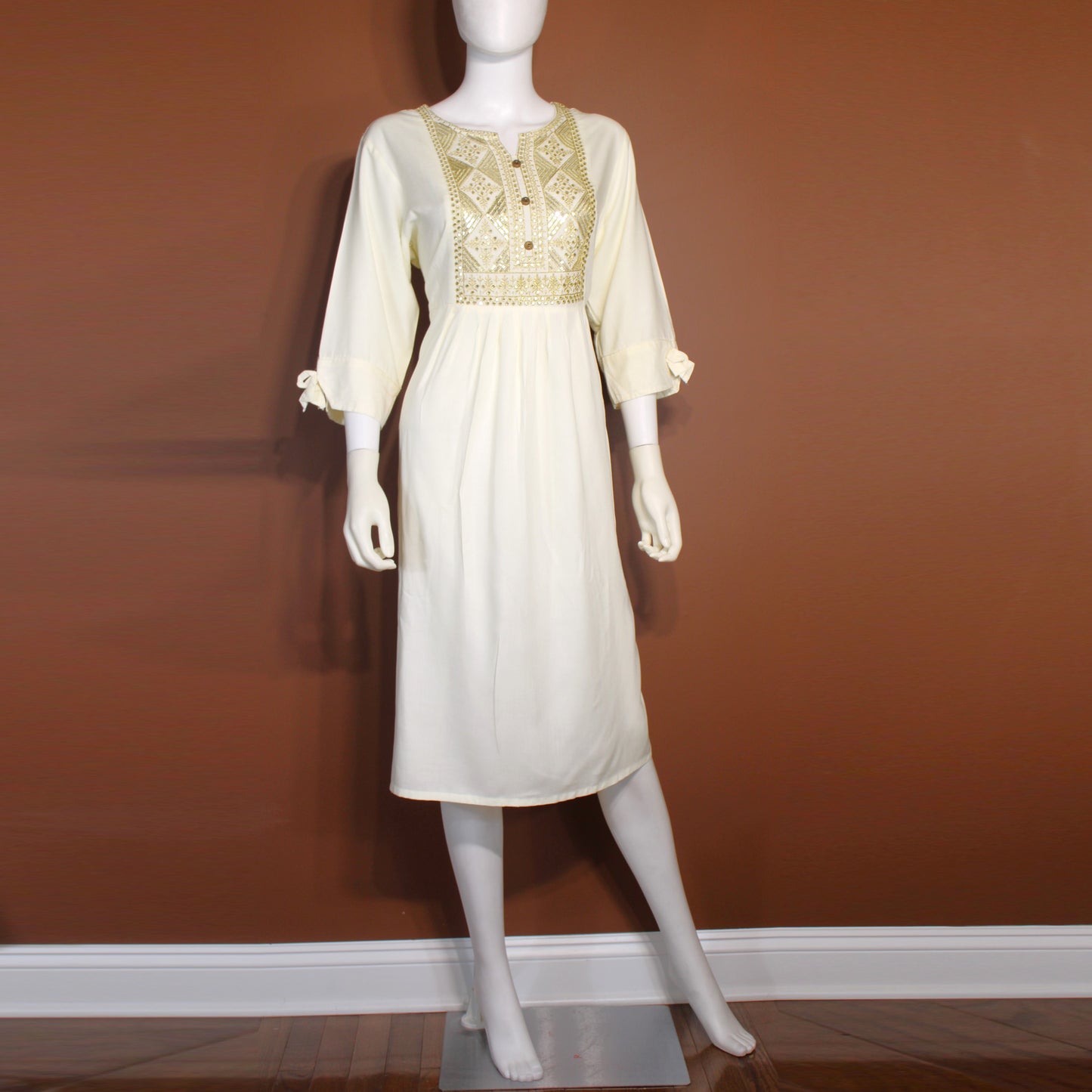 Maharani's Long Dress - Soft Cotton - Cream (XL)
