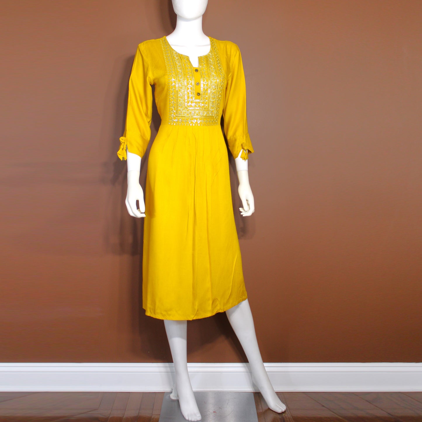 Maharani's Long Dress - Soft Cotton - Mustard Yellow (S)