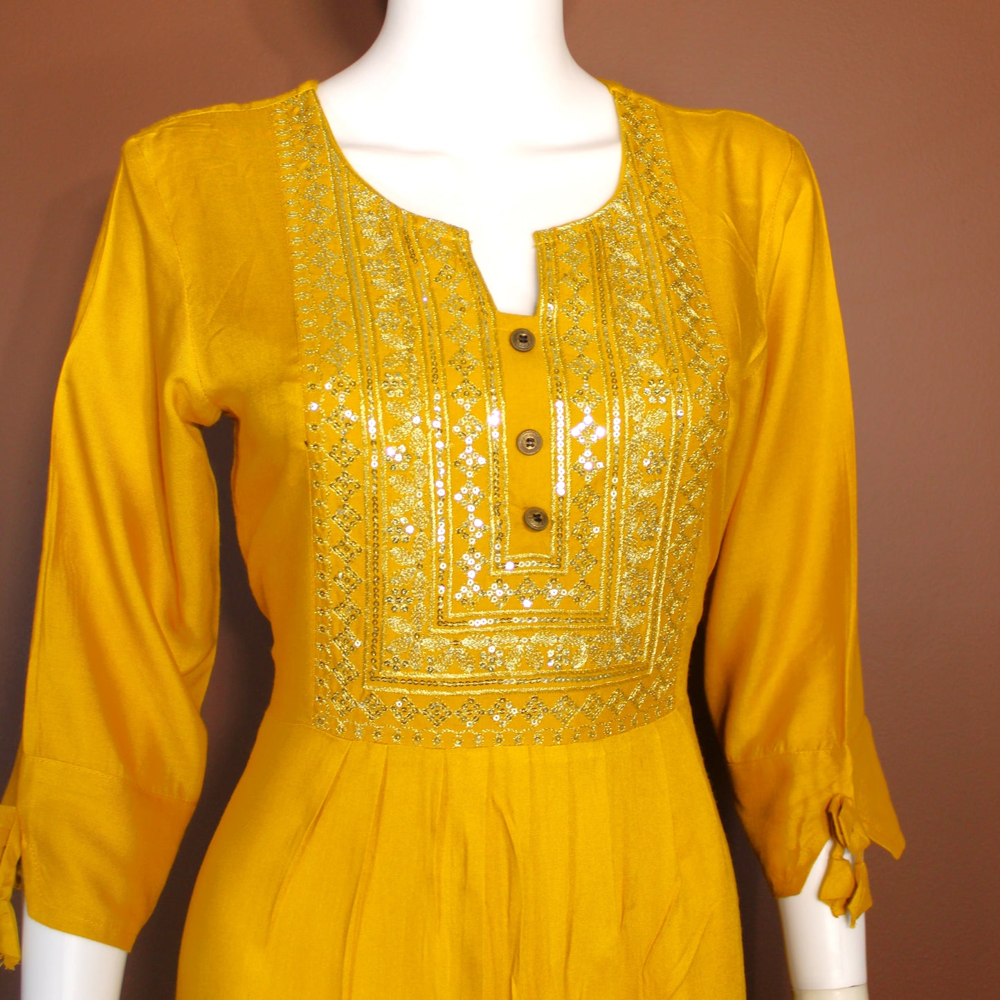 Maharani's Long Dress - Soft Cotton - Mustard Yellow (S)