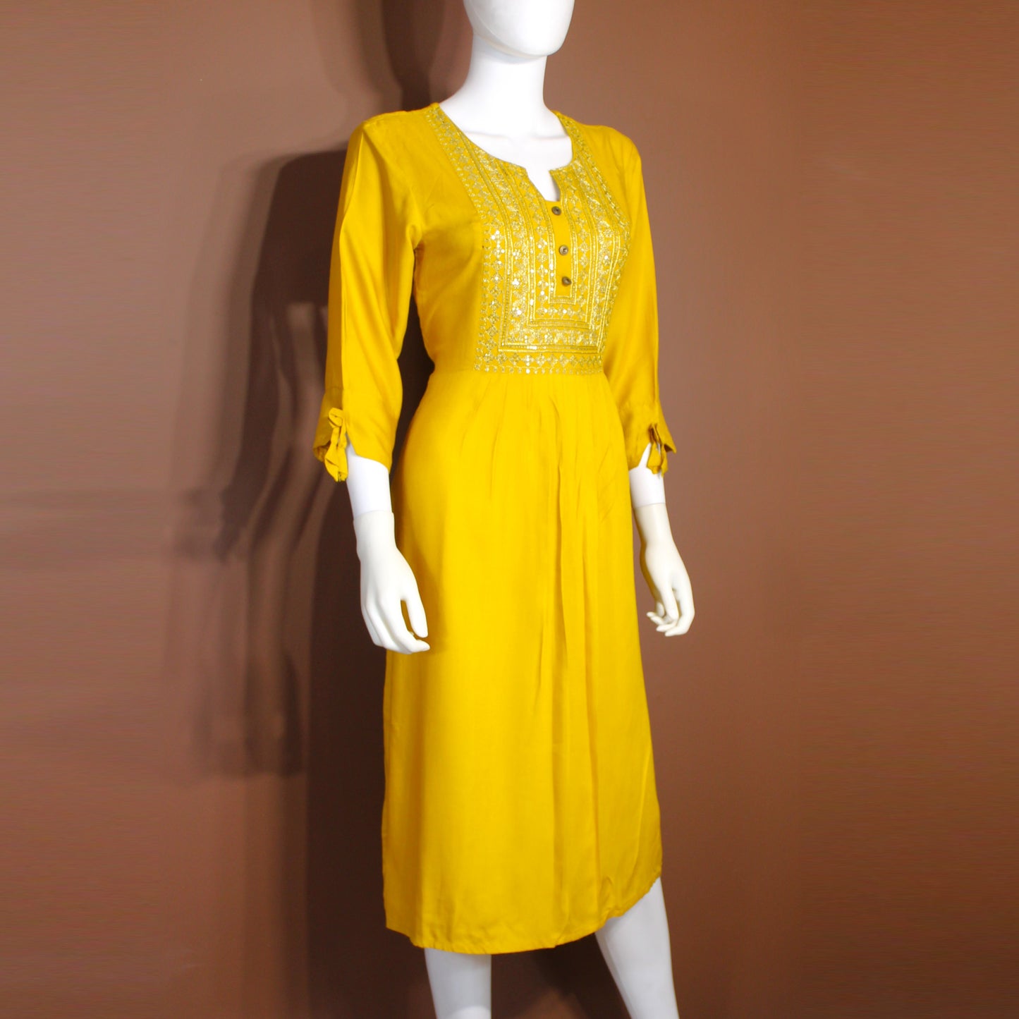 Maharani's Long Dress - Soft Cotton - Mustard Yellow (S)