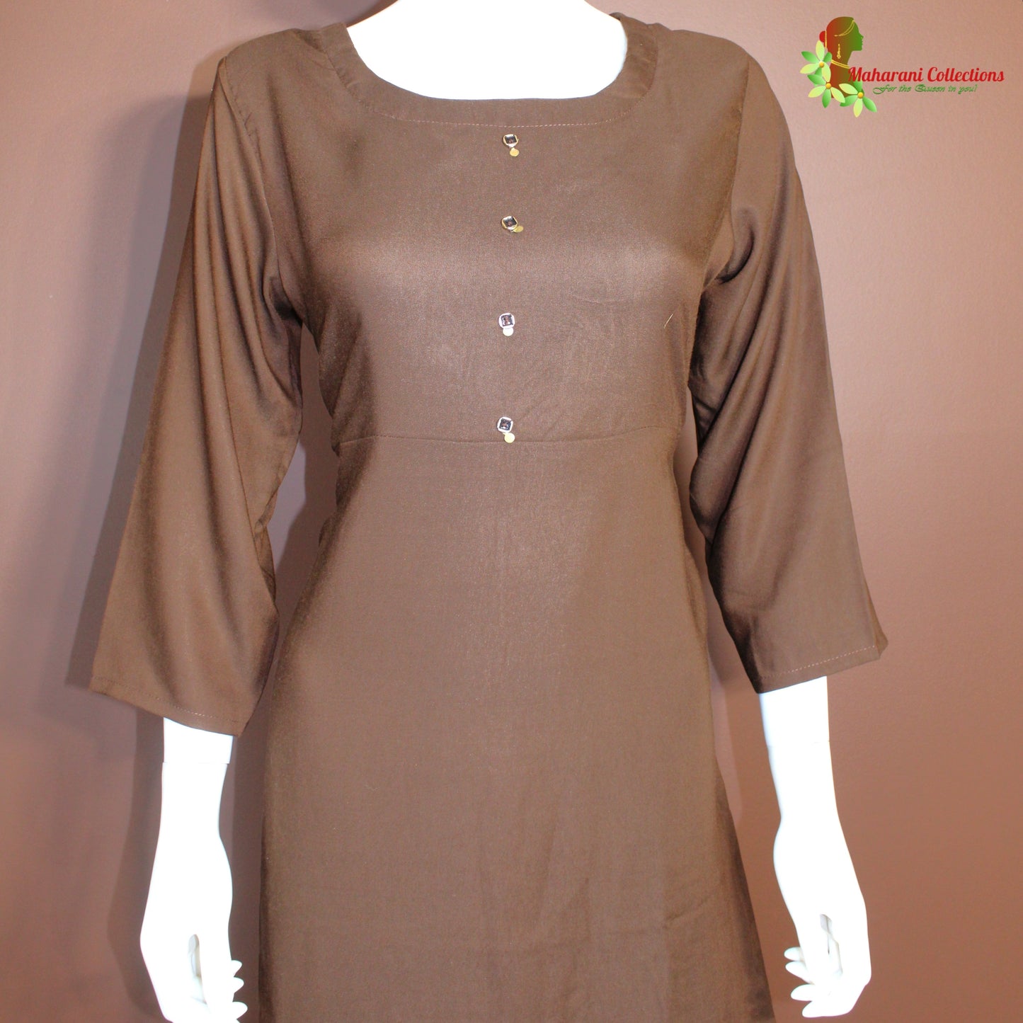 Maharani's Long Dress - Soft Cotton - Coffee Brown (L)