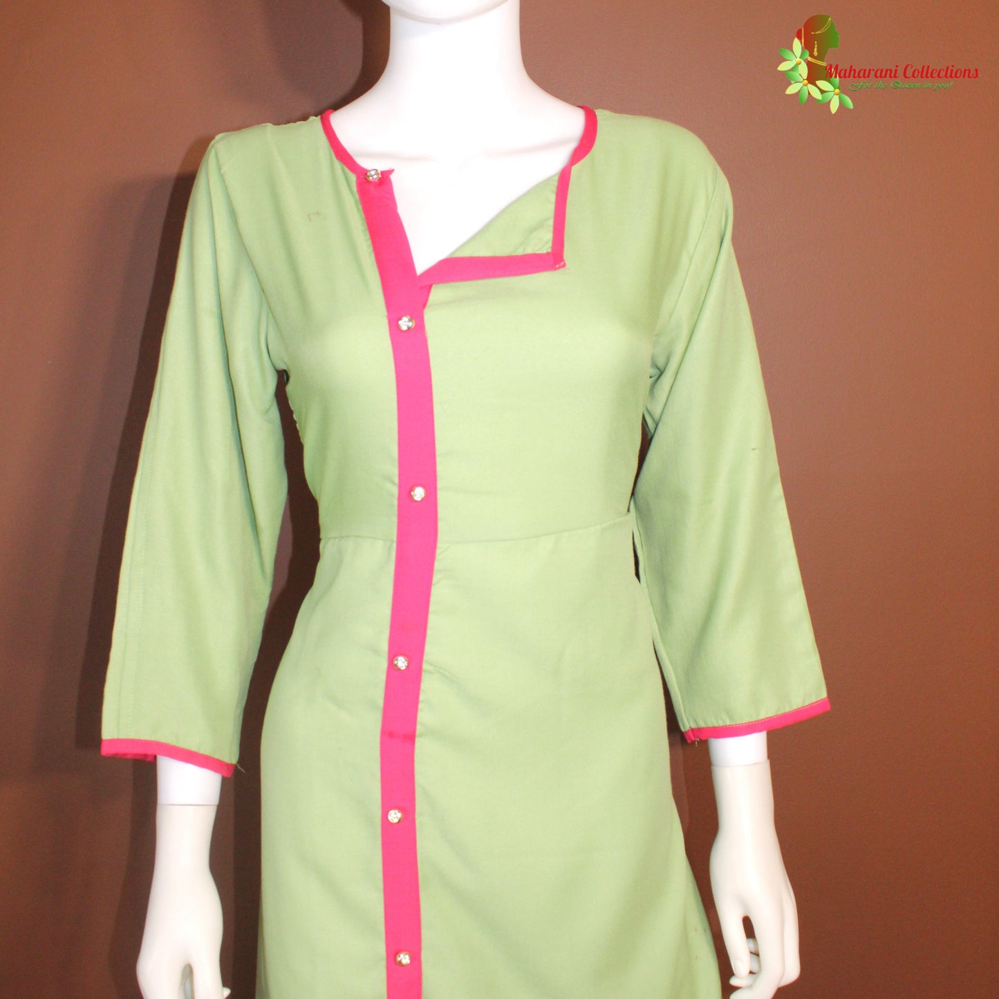 Maharani's Satin Silk Evening Dress - Green (L)