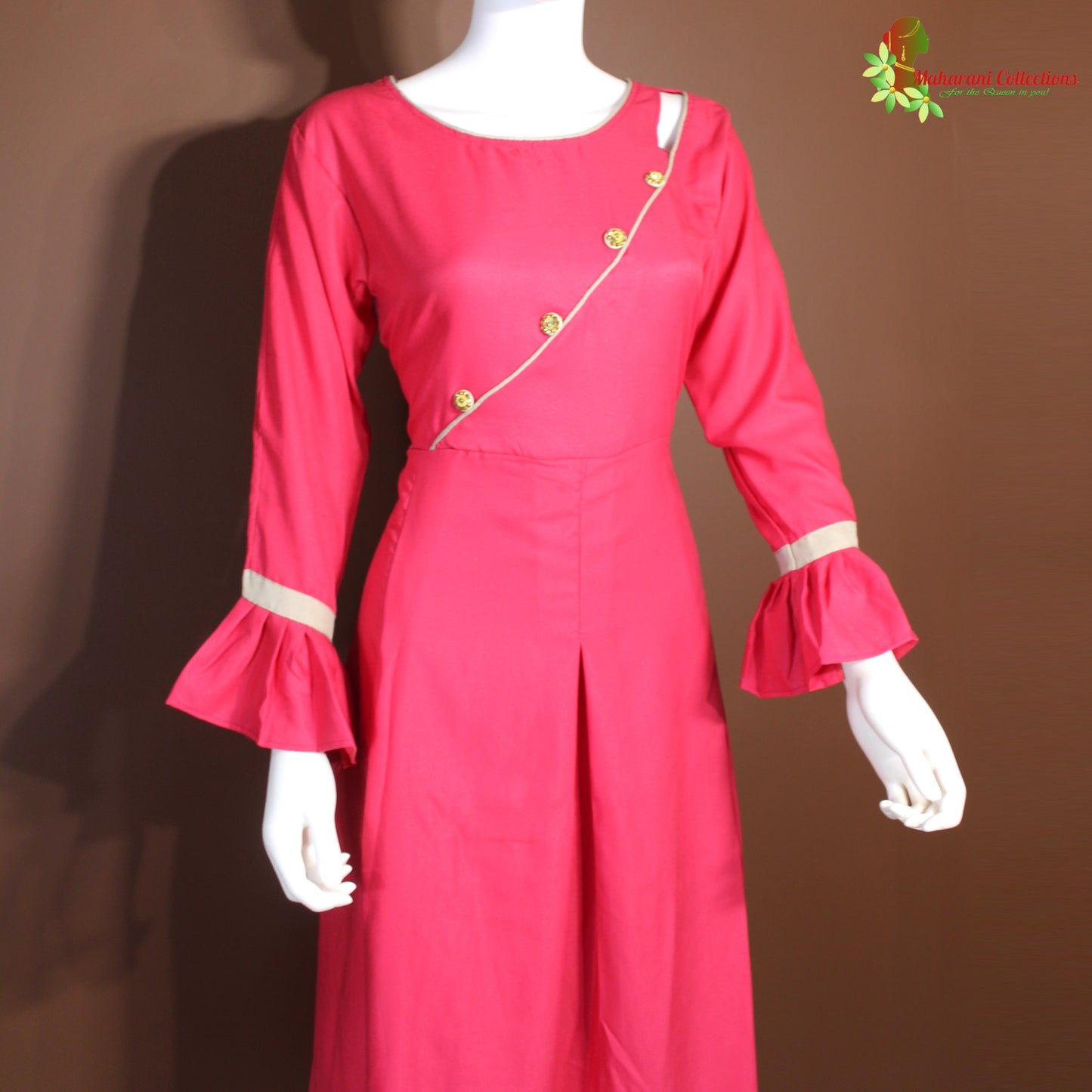 Maharani's Satin Silk Evening Dress - Pink (L)