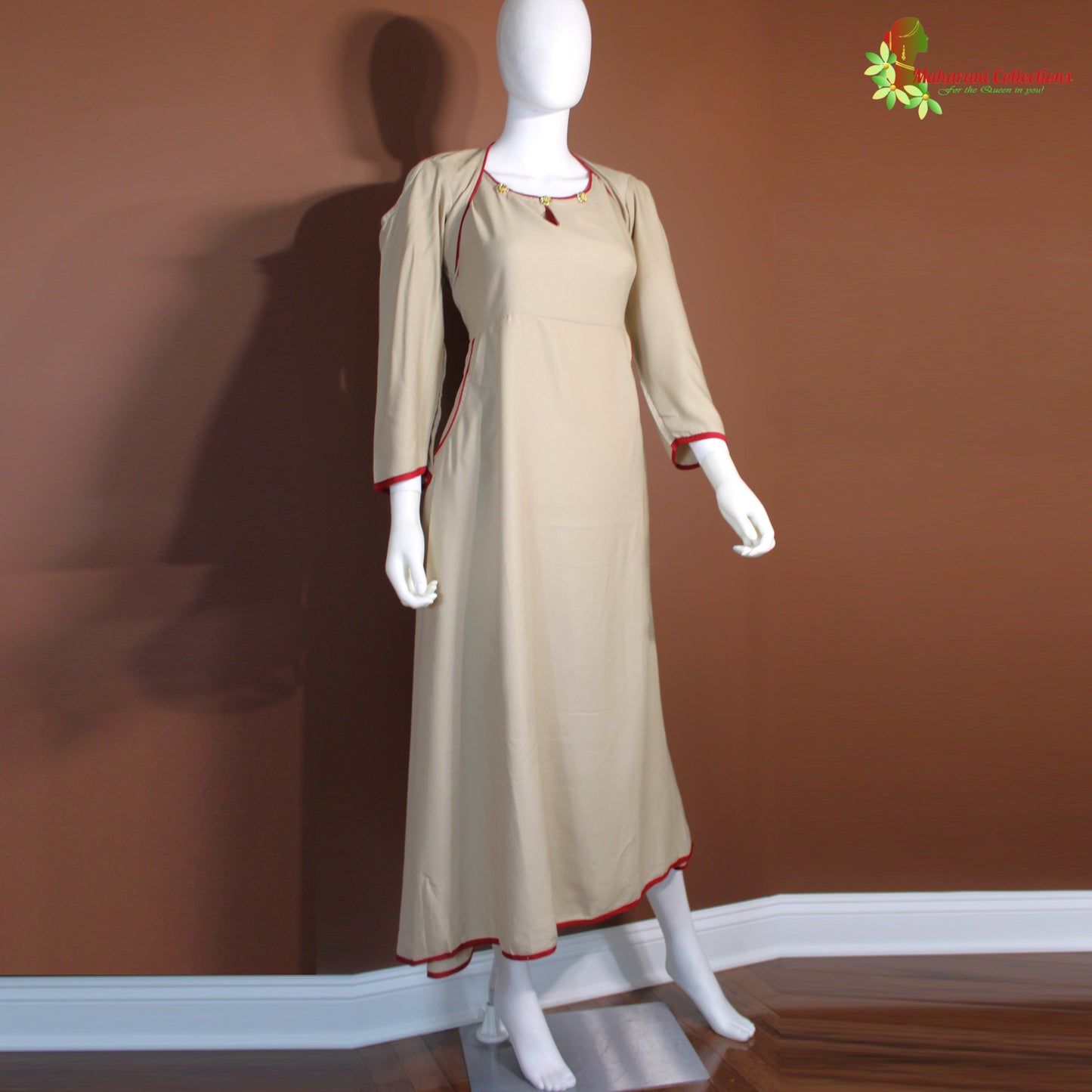 Maharani's Satin Silk Evening Dress - Grey (L)