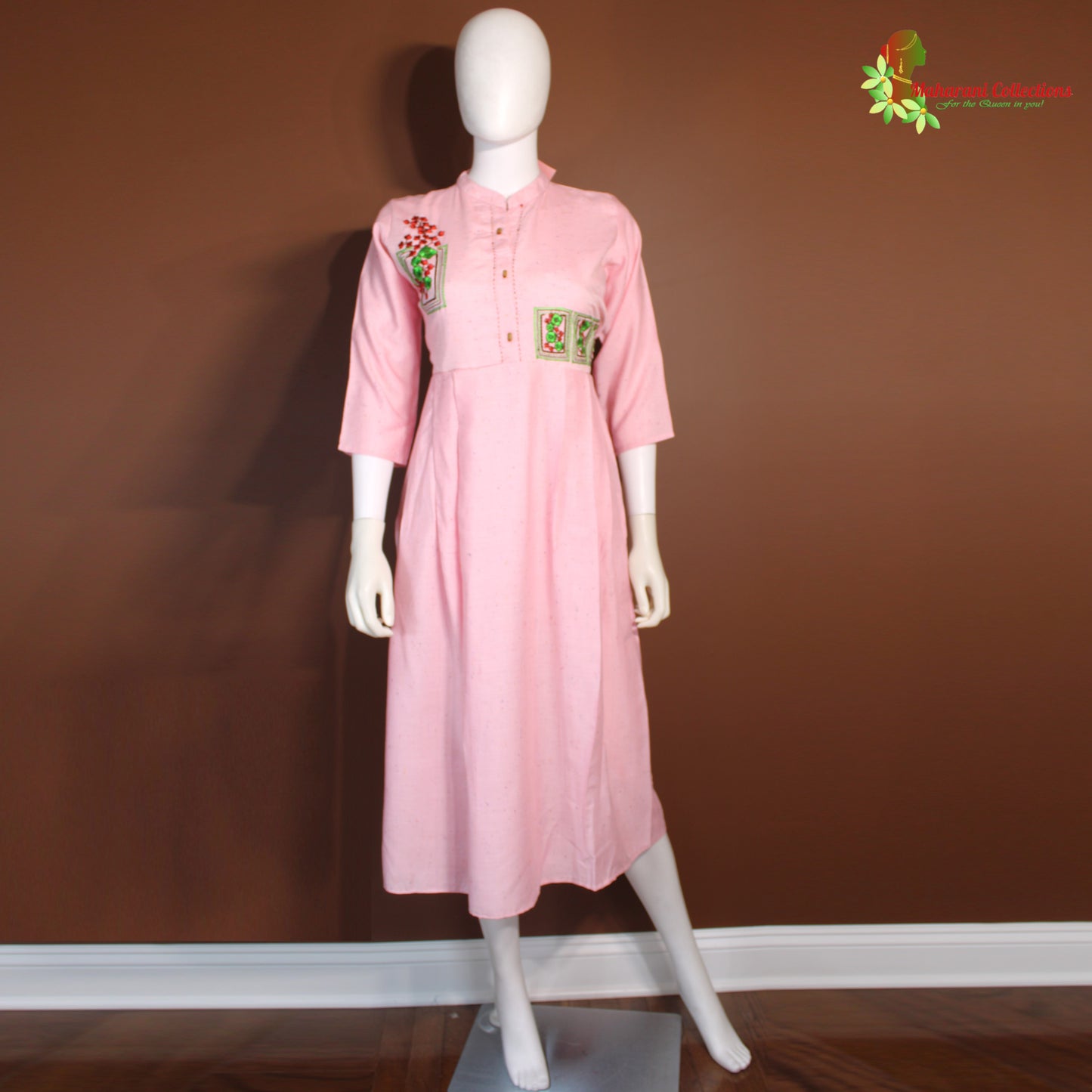 Maharani's Long Dress - Soft Cotton - Light Pink (M)