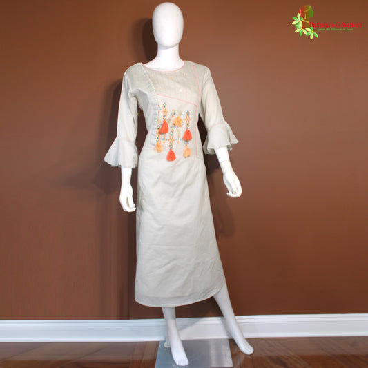 Maharani's Long Dress - Soft Cotton - Grey (M)