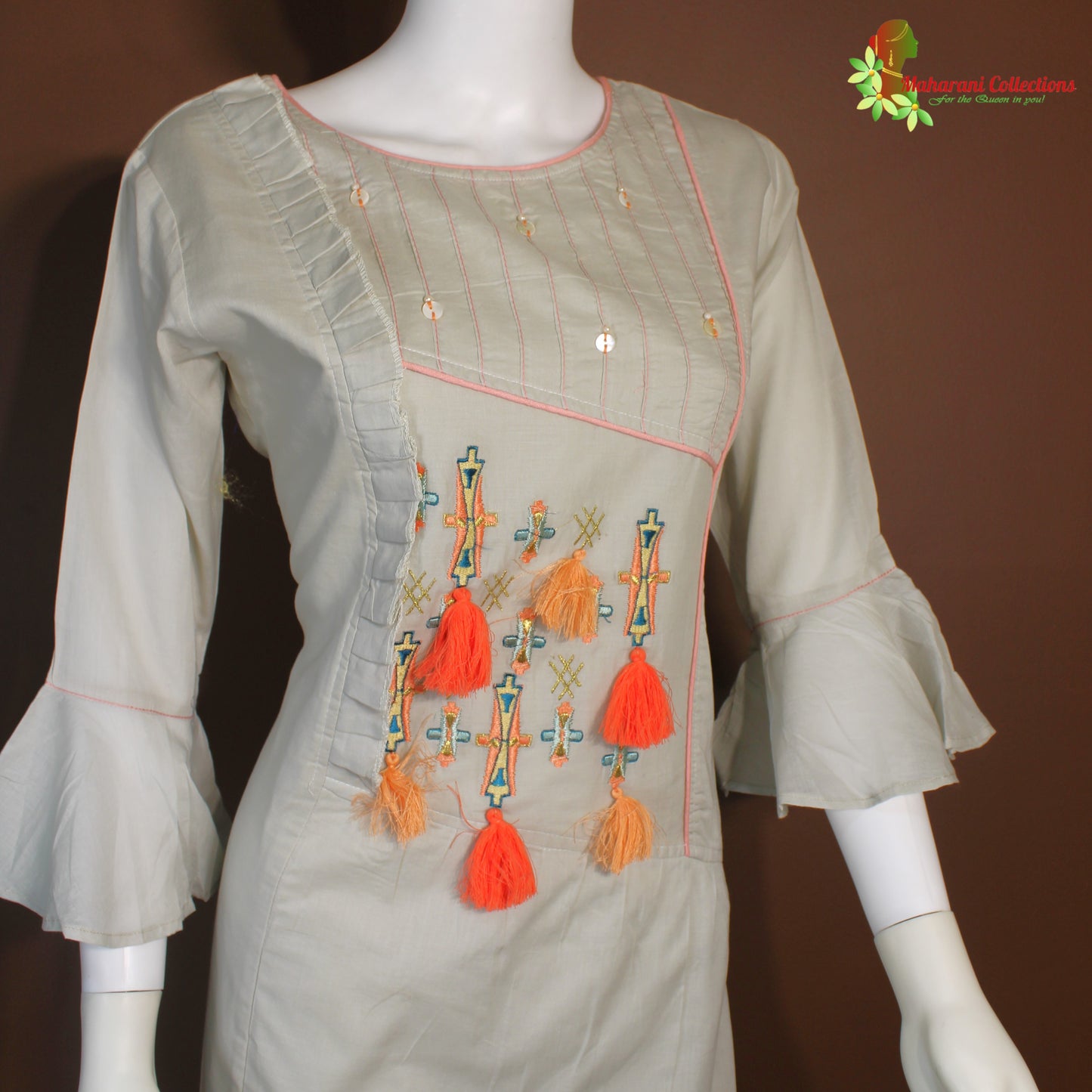 Maharani's Long Dress - Soft Cotton - Grey (L)