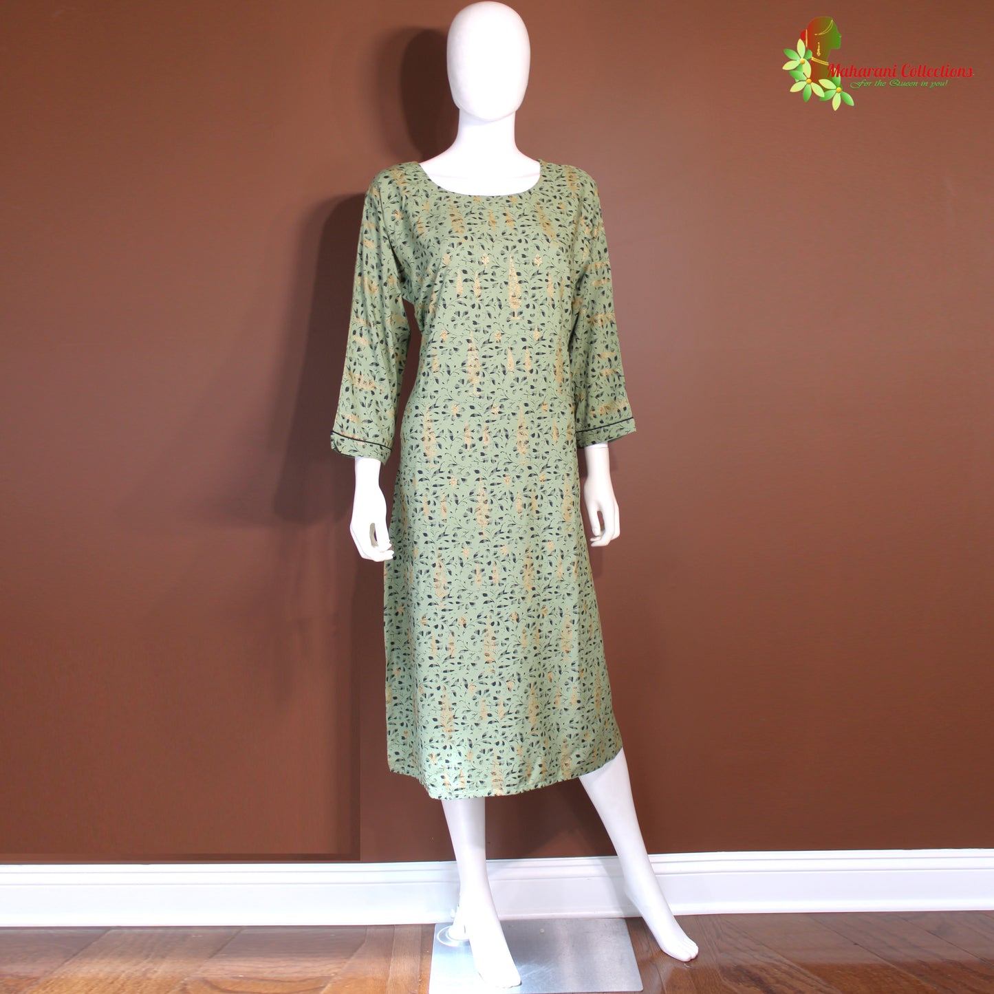 Maharani's Soft Cotton Kurta Top with Jacket - Sea Green (XL)