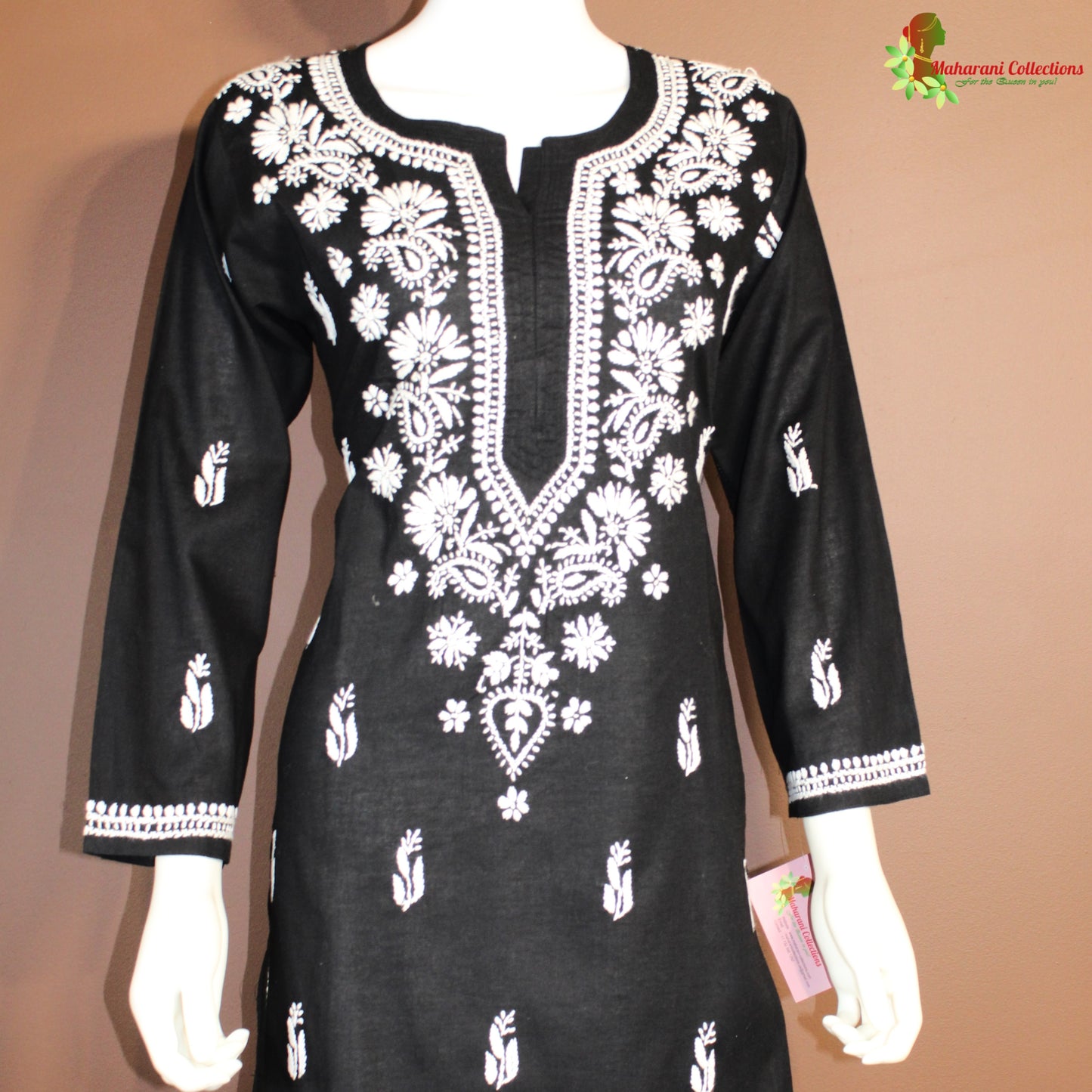 Maharani's Lucknowi Chikankari Pant Suit - Black (M)