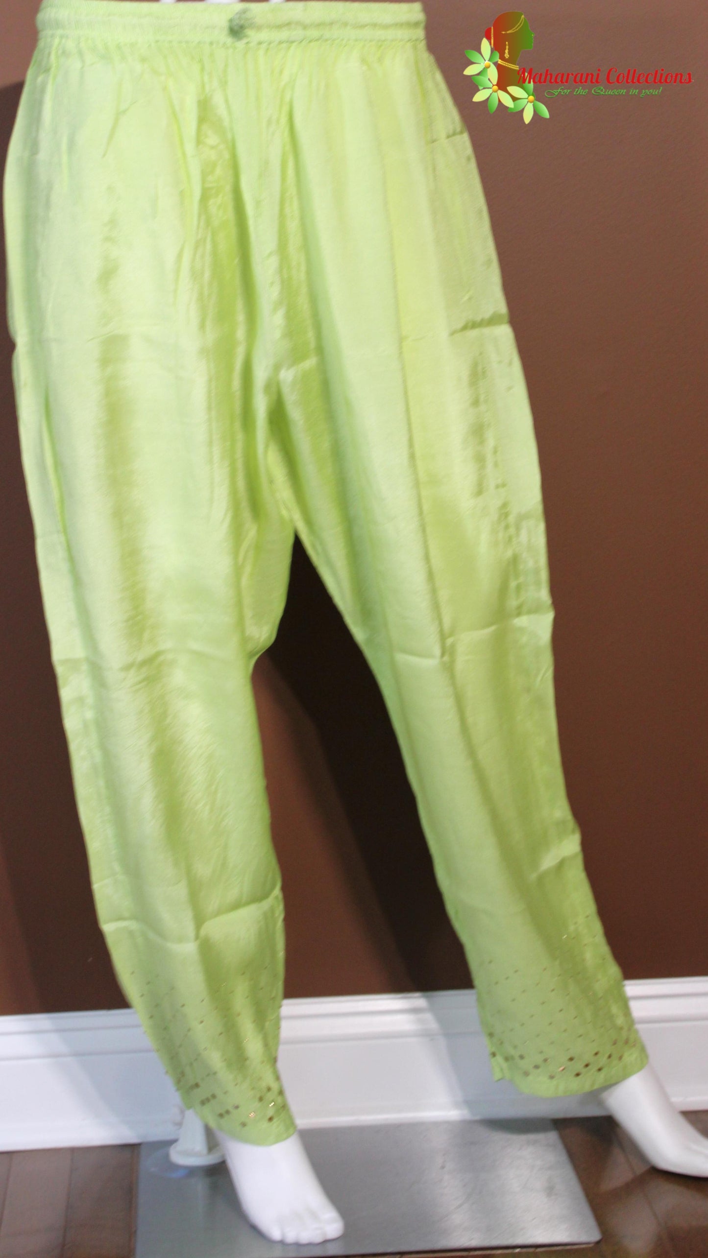 Maharani's Lucknowi Chikankari Palazzo Suit - Olive Green (XXL) - Silk