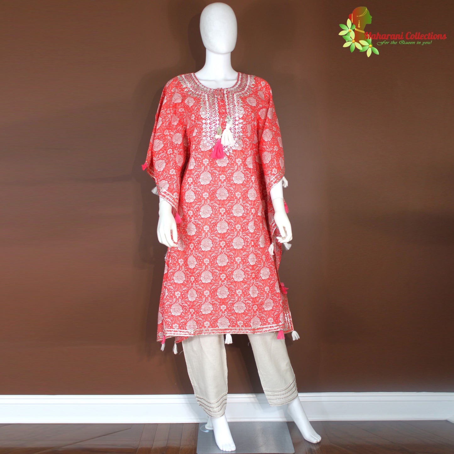 Maharani's Kaftan Suit - Soft Cotton - Pink (S, M, L)