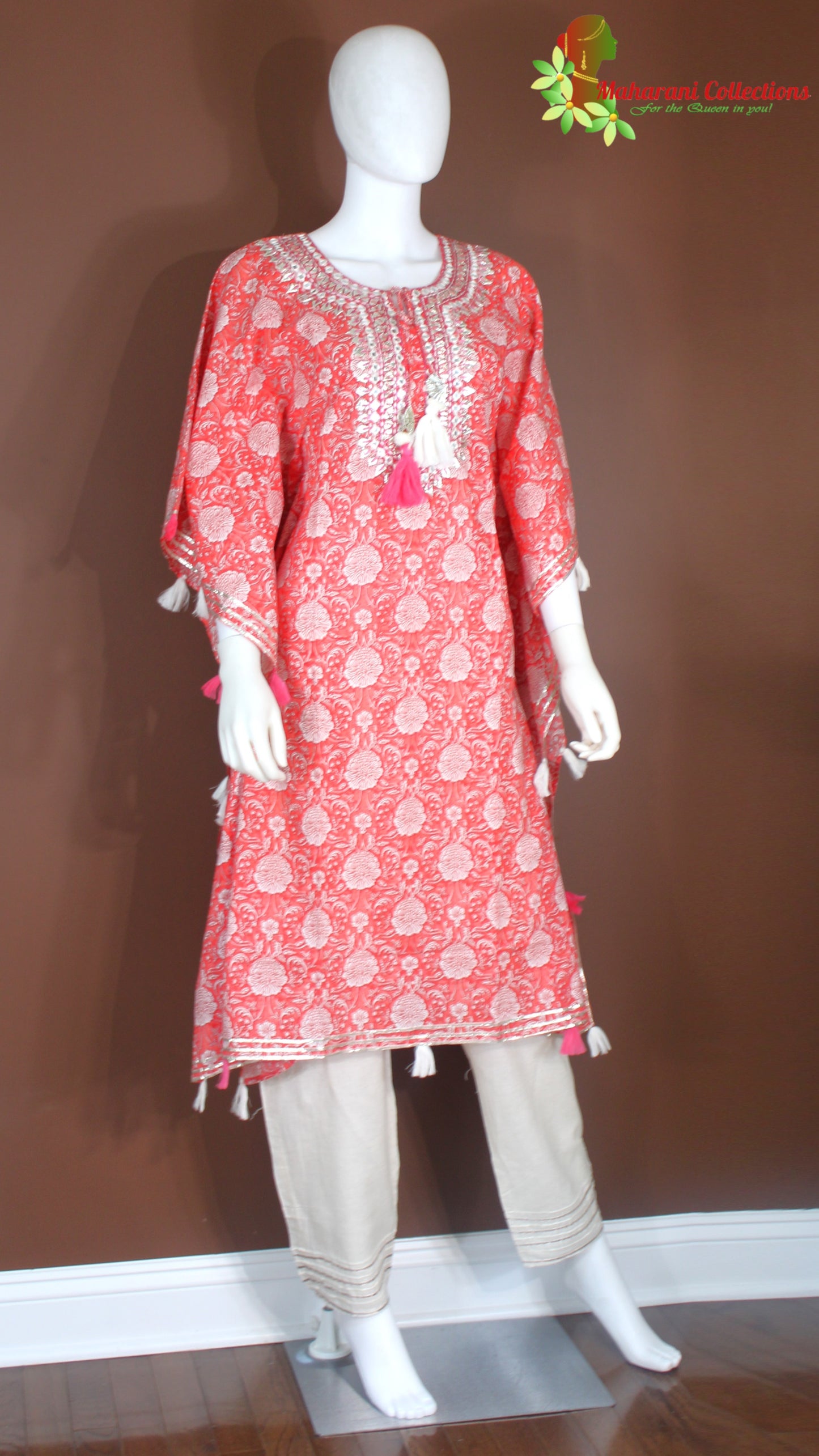 Maharani's Kaftan Suit - Soft Cotton - Pink (S, M, L)