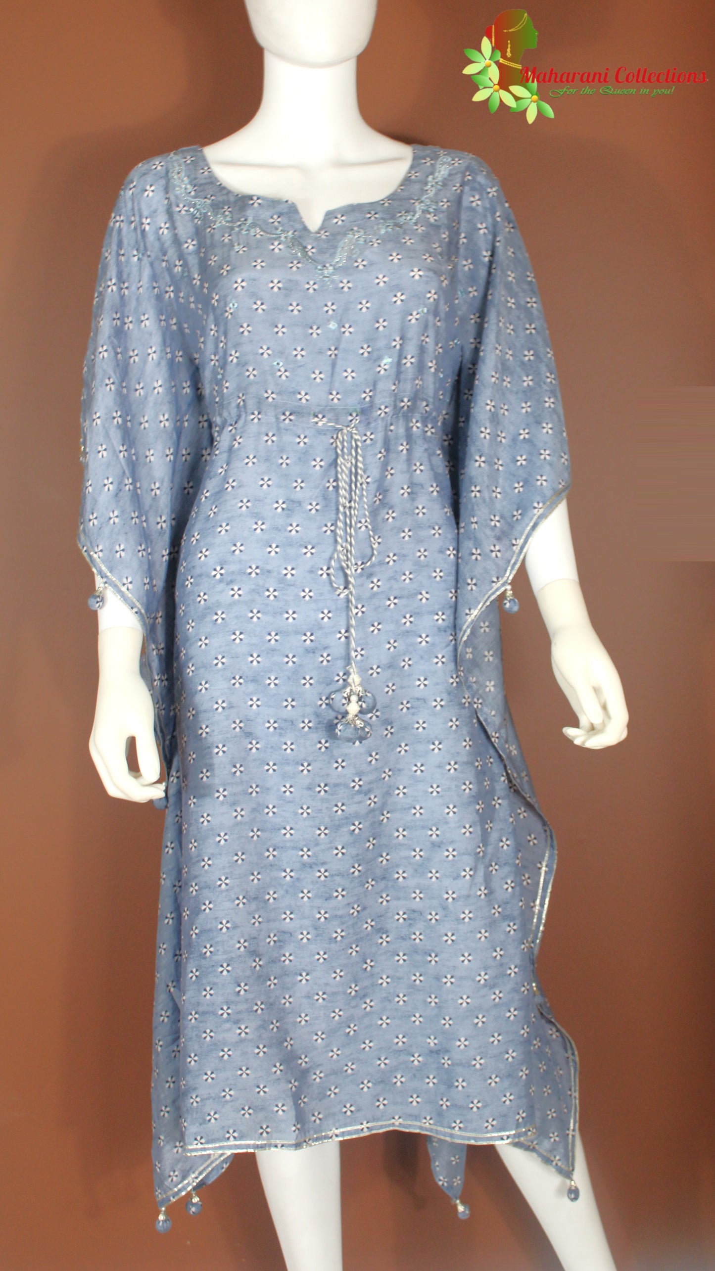 Maharani's Kaftan Suit - Muslin Silk - Turquoise Blue (M, L, XL, XXL)