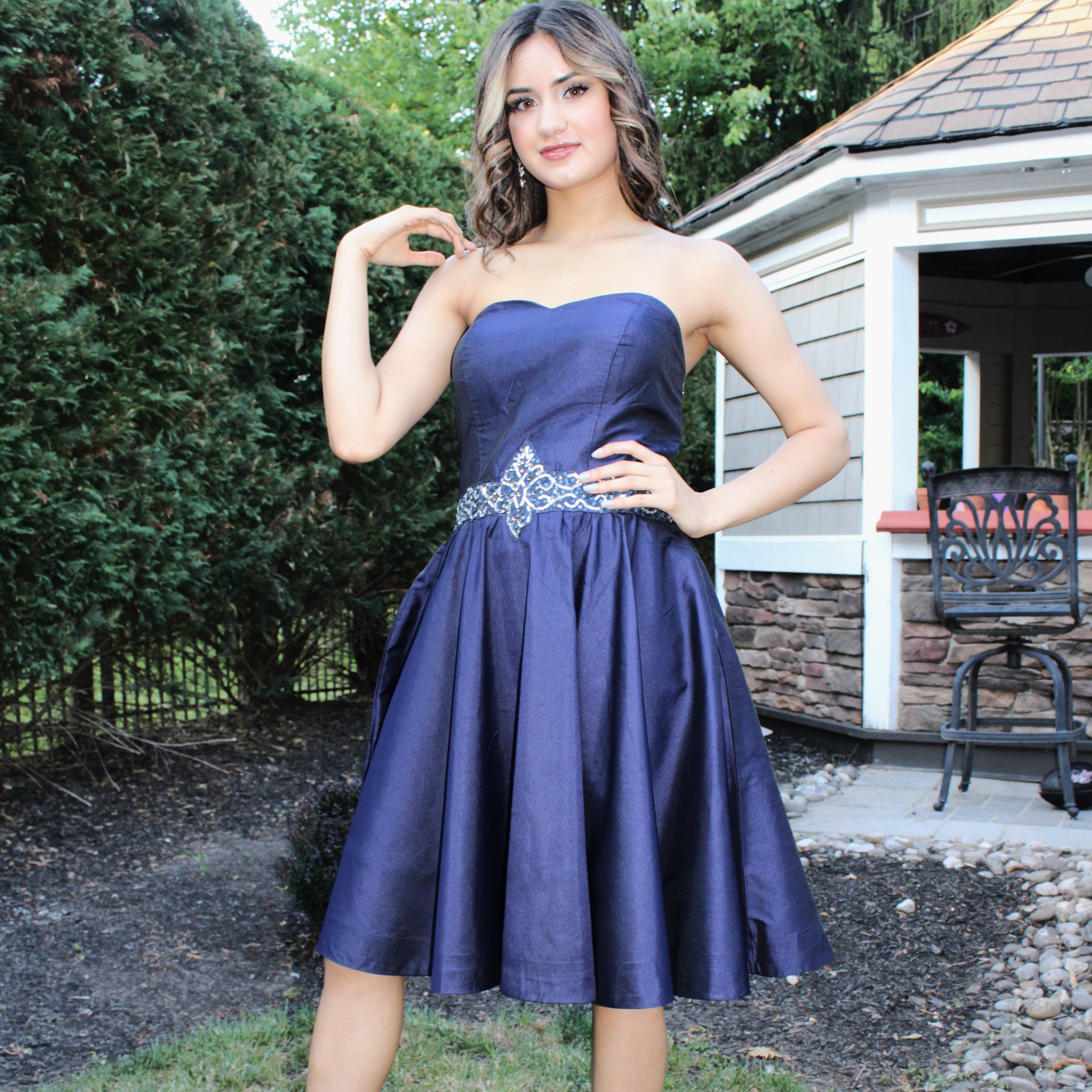 Navy blue designer clearance dresses