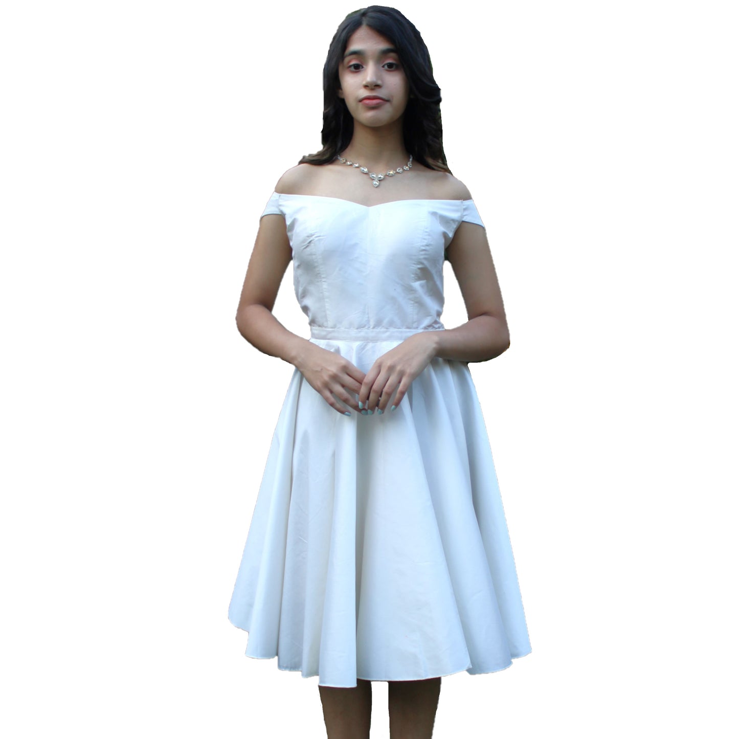 Maharani's Designer Silk Evening Dress - Cream (S)